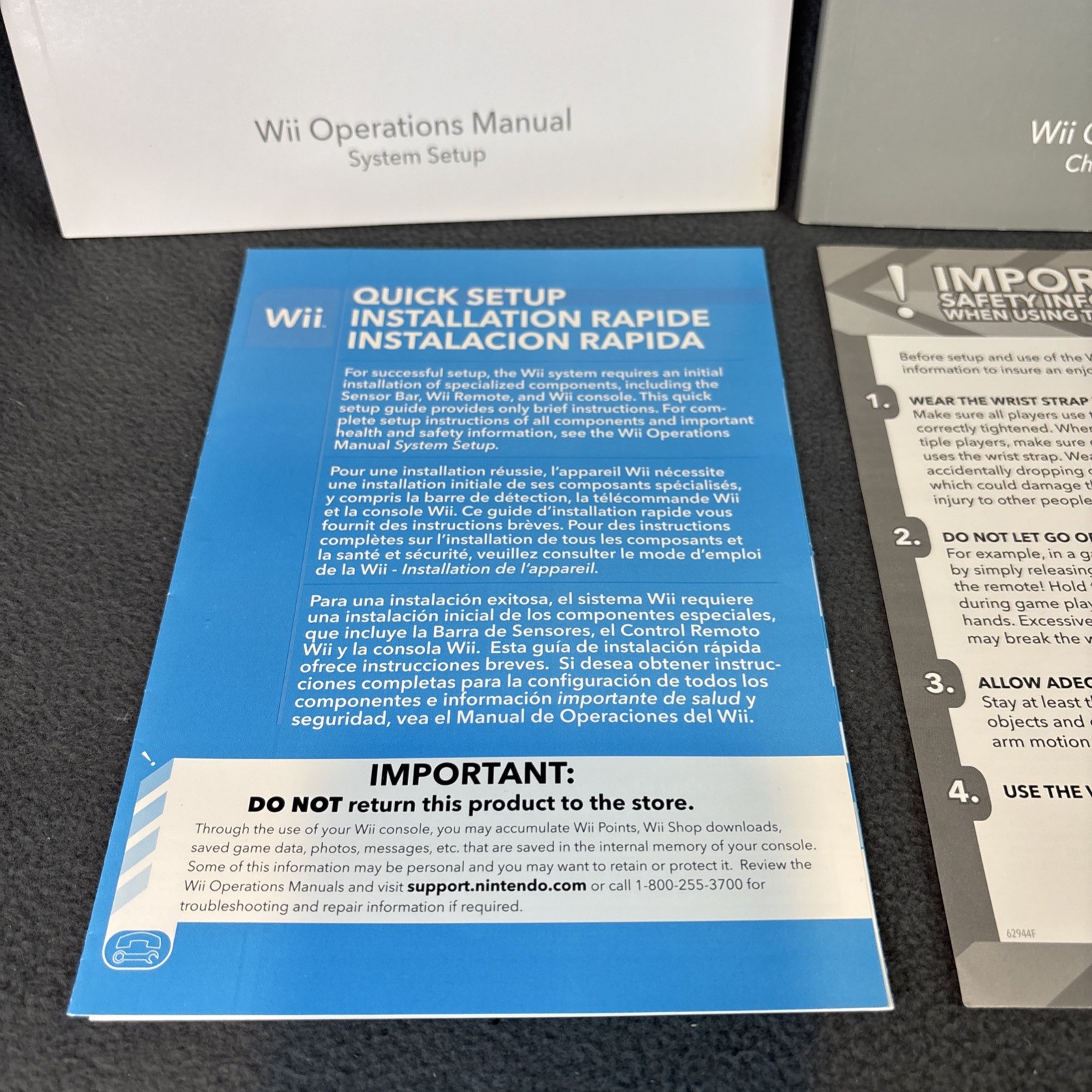 Nintendo Wii Console Operations Manuals & System Set Up Booklets w/ Inserts