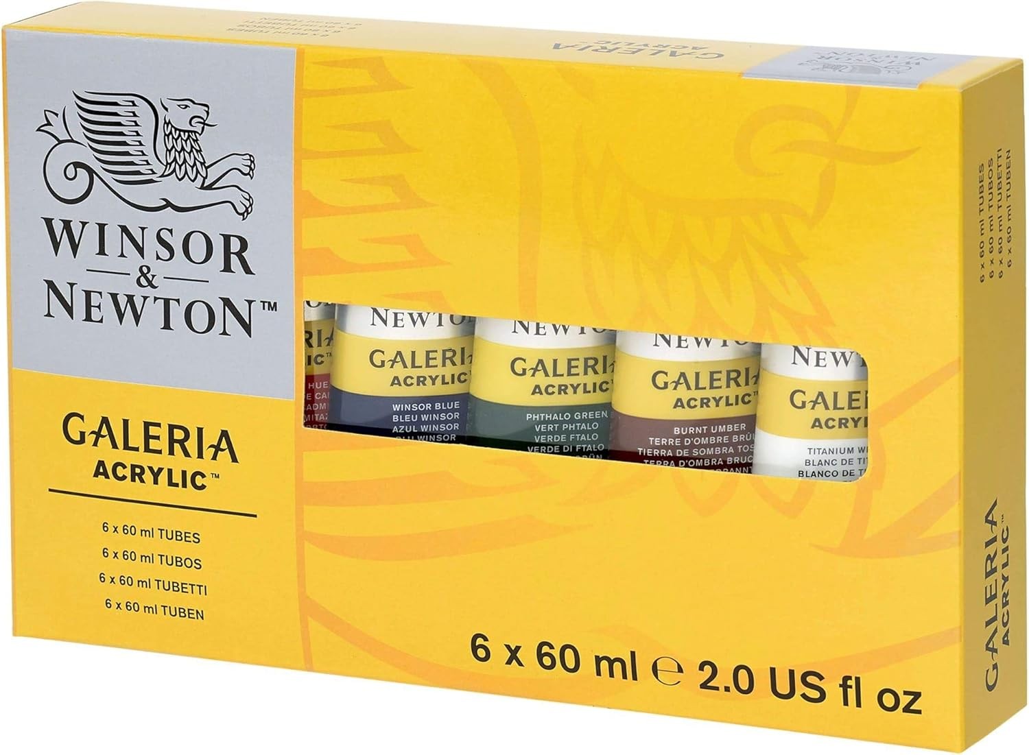 Winsor & Newton Galeria Acrylic Paint, 6 x 12 Fl Oz (Pack of 1), Set 6