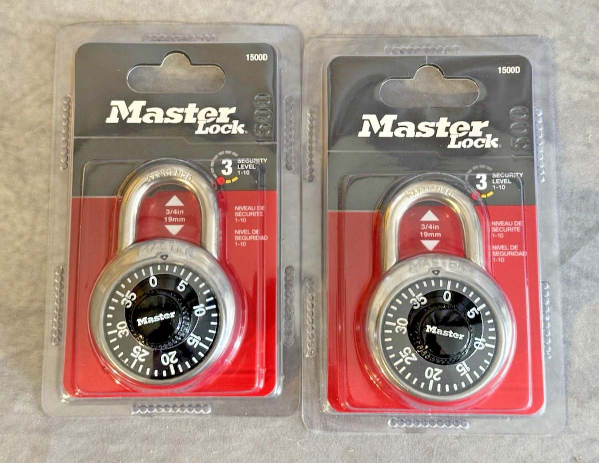 2 Pack - Master Lock Silver Black Combination Padlock 1500D Locker Bike Bag Two