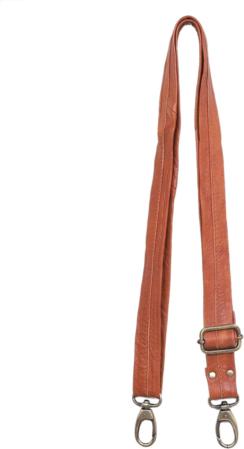 Leather Adjustable Padded Replacement Shoulder Strap with Metal Swivel Hooks for