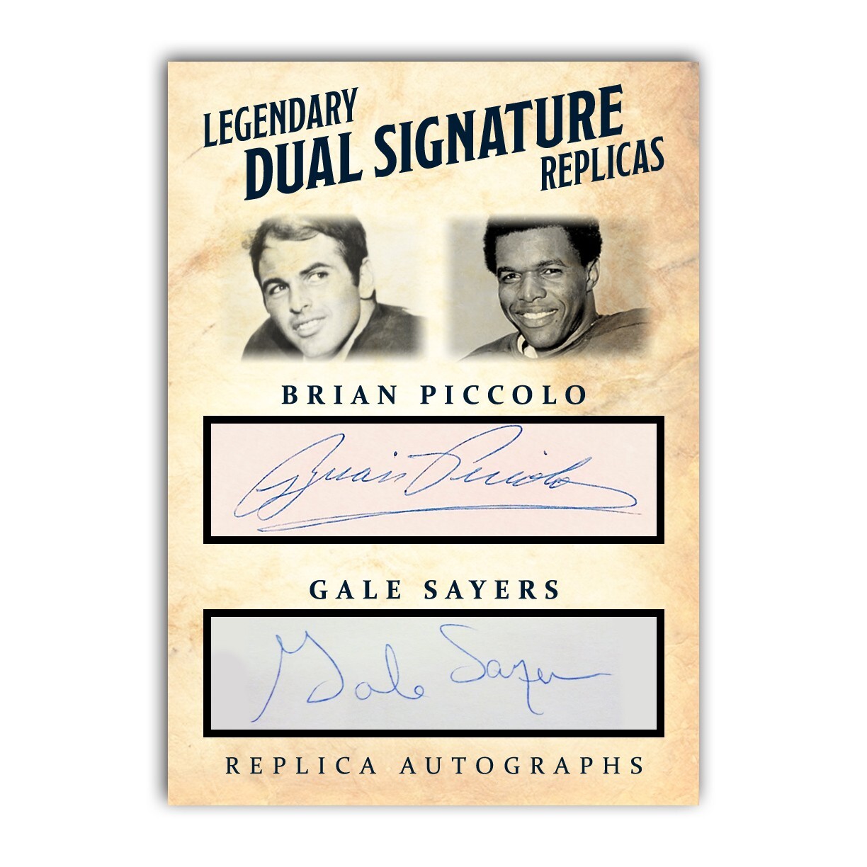Brian Piccolo Gale Sayers Reprint ACEO Replica Dual Signature Card Chicago