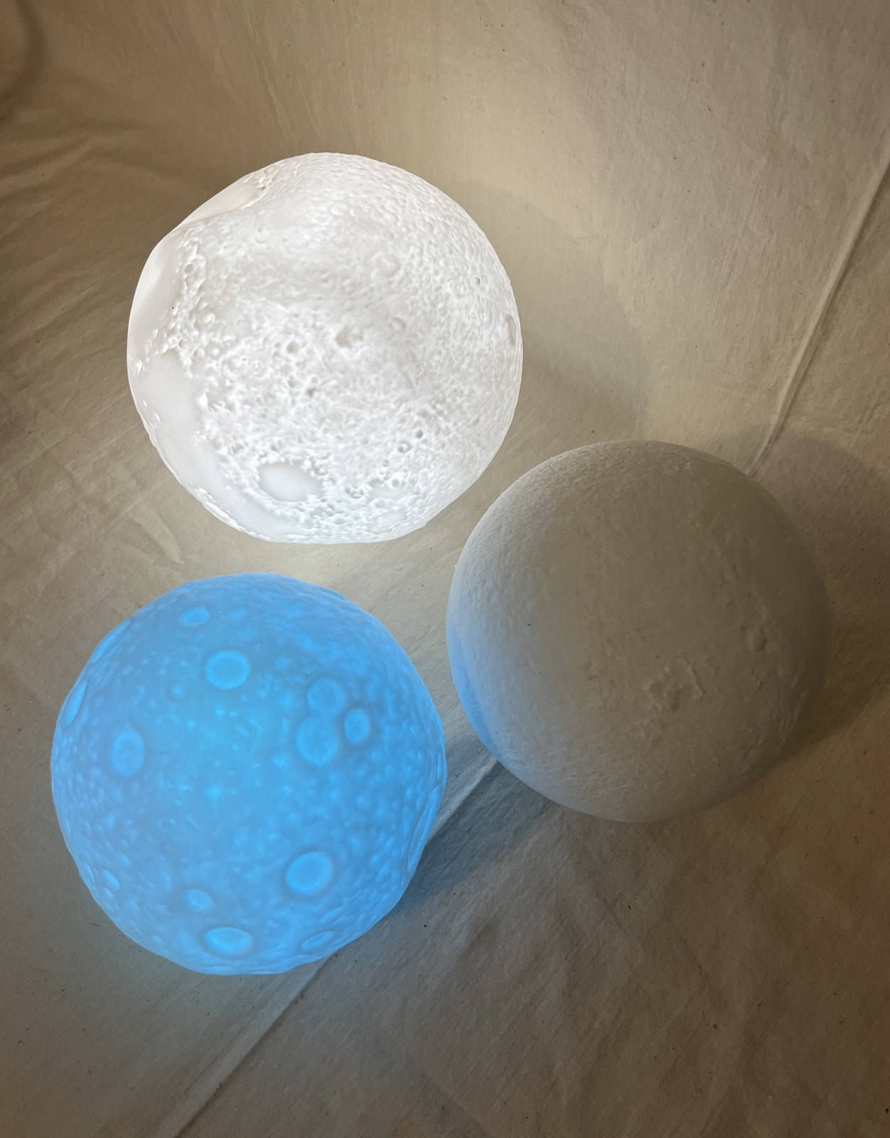 Moon Earth Globes 3D Texture Molded Sculpture Solar System Set of 3 Description
