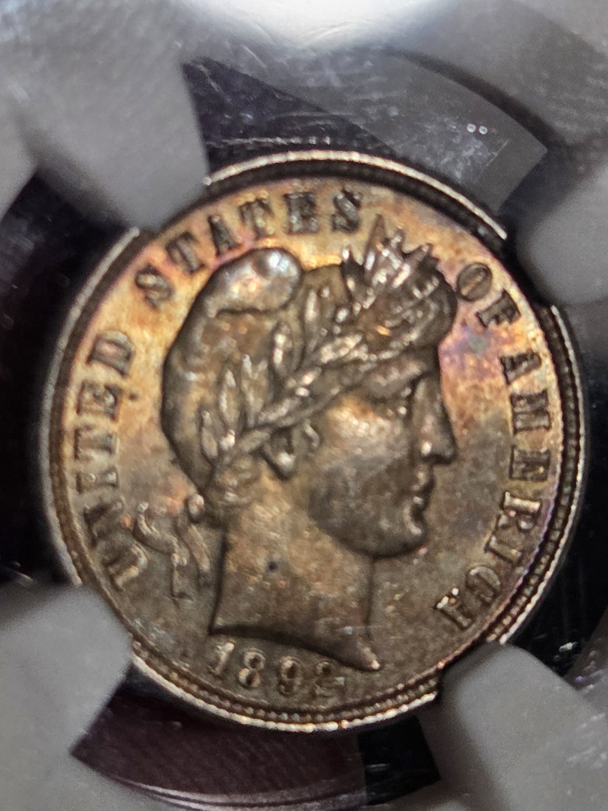 1892 Barber Dime 10c NGC MS63 Toned