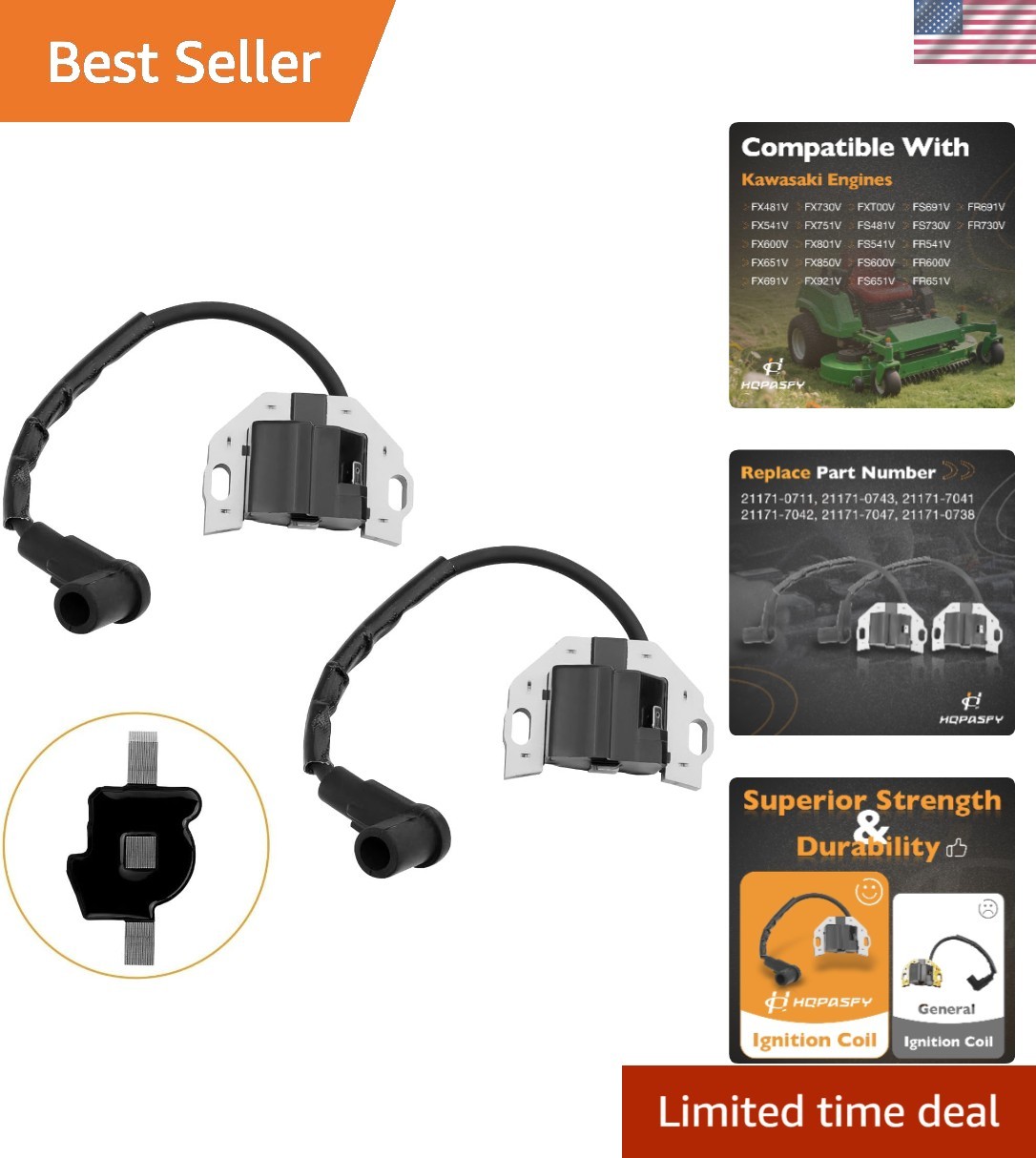 High-Quality Replacement Ignition Coils for Kawasaki Engines - 2-Pack Efficiency