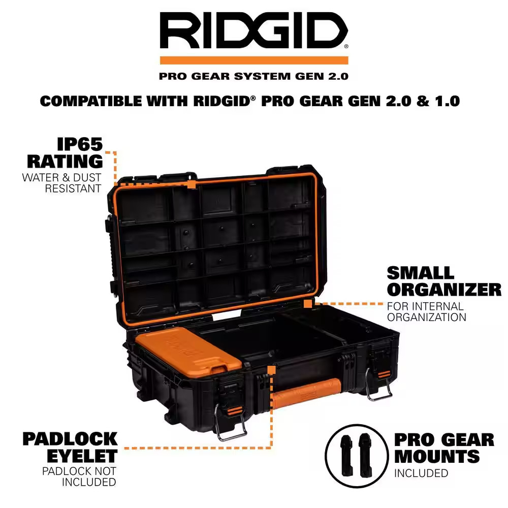 Pro Gear System Gen 2.0 Stackable XL Tool Box, Durable Power Tool Case, and Comp