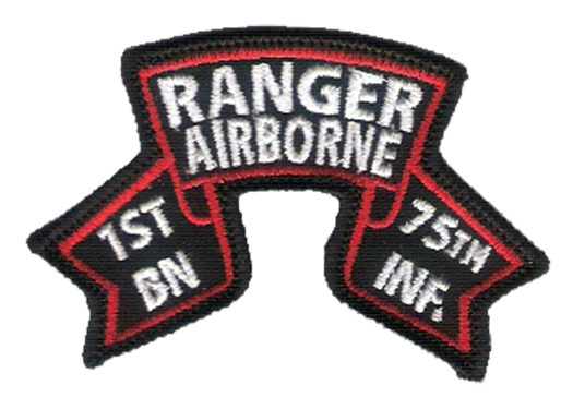 1st Ranger Battalion Scroll (old style) Wax Backed - 3 1/4" x 2 1/8"  Merrowed