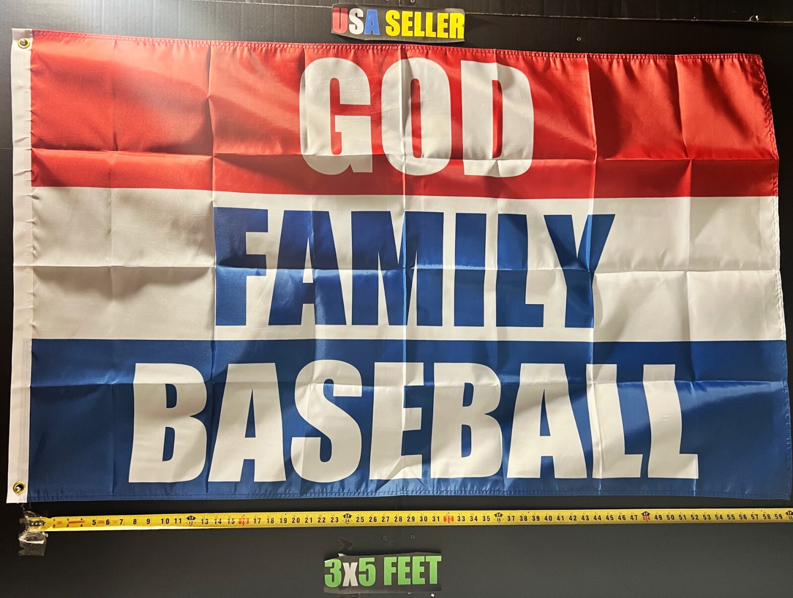 Baseball Flag FREE SHIPPING Sports God Family Man Cave Beer America USA Sign 3x5