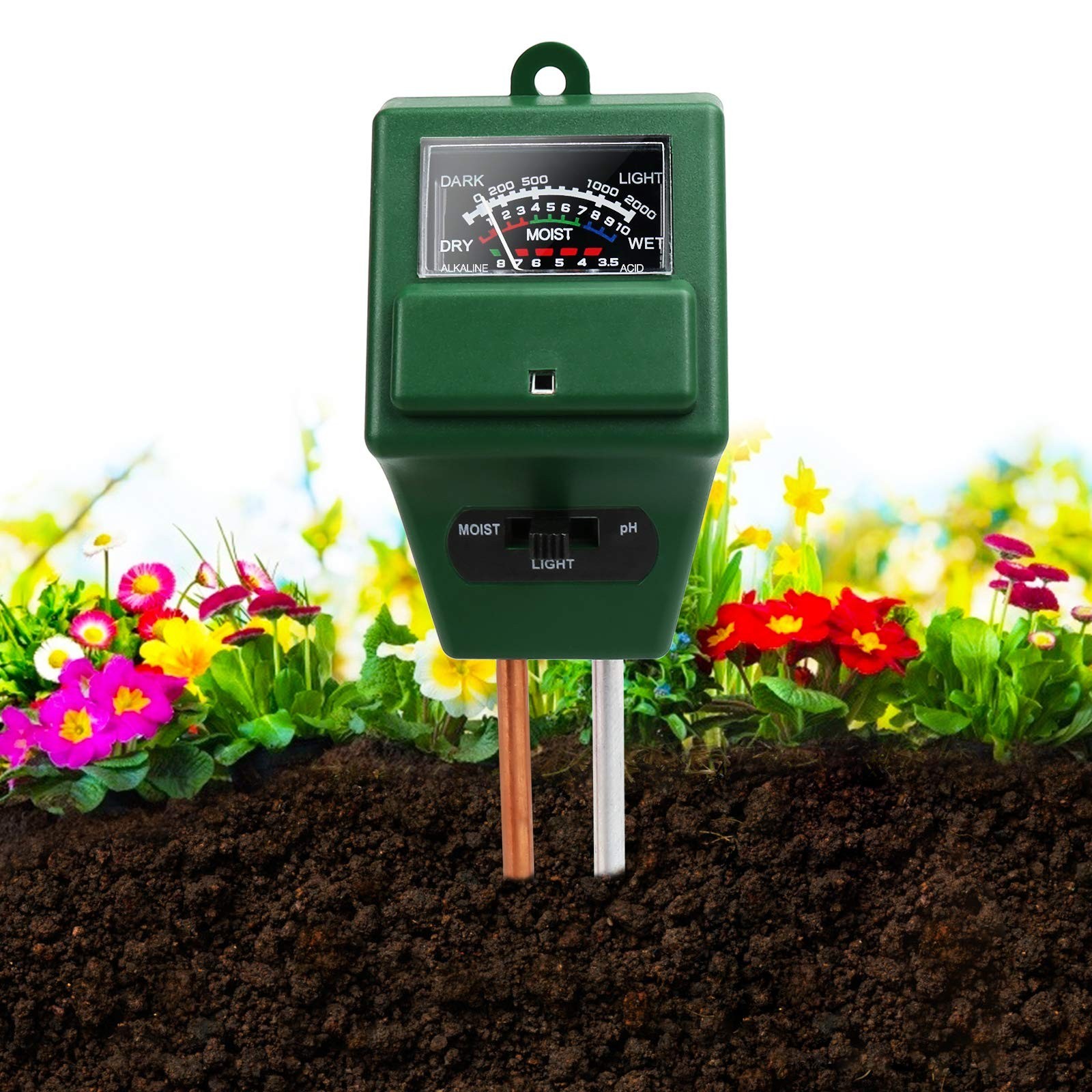 Soil Moisture Meter, 3-in-1 Soil Test Kit for PH/Moisture/Light, PH Tester Wa...