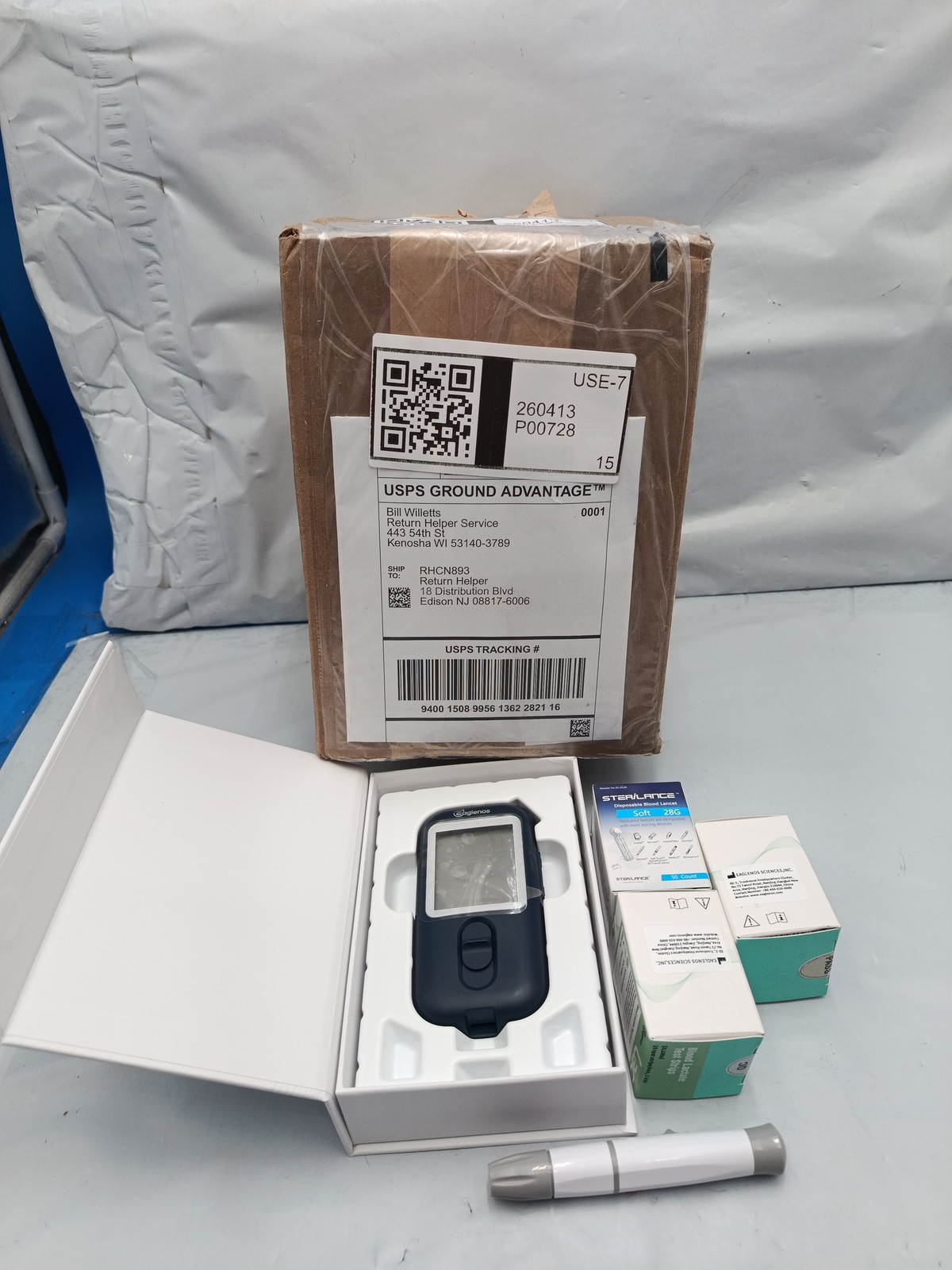 Used Eaglenos Blood Lactate Tester Handheld High-Precision Monitor Meter 50Strip
