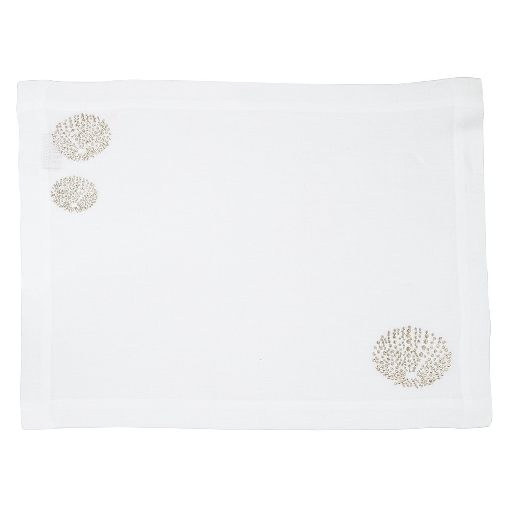 Serenk Sea Urchin White Linen Placemat Gold 38x50cm