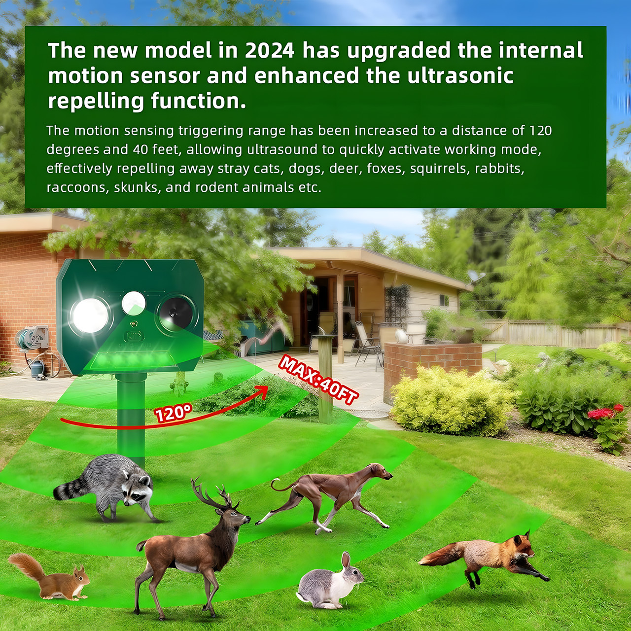 4 pcs Solar-powered mouse repeller (Large size, left flashing)