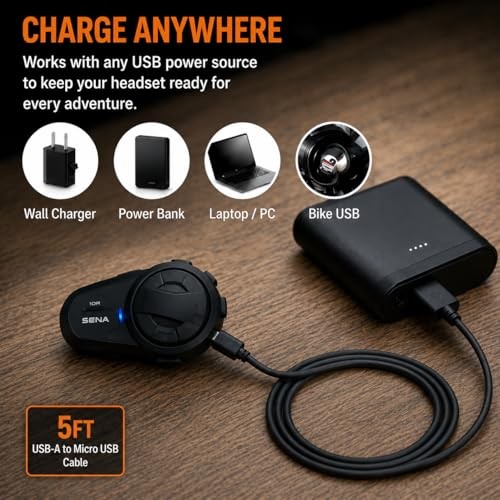 Charger for Cardo (5ft) - Motorcycle Bluetooth Headset Micro USB Charging