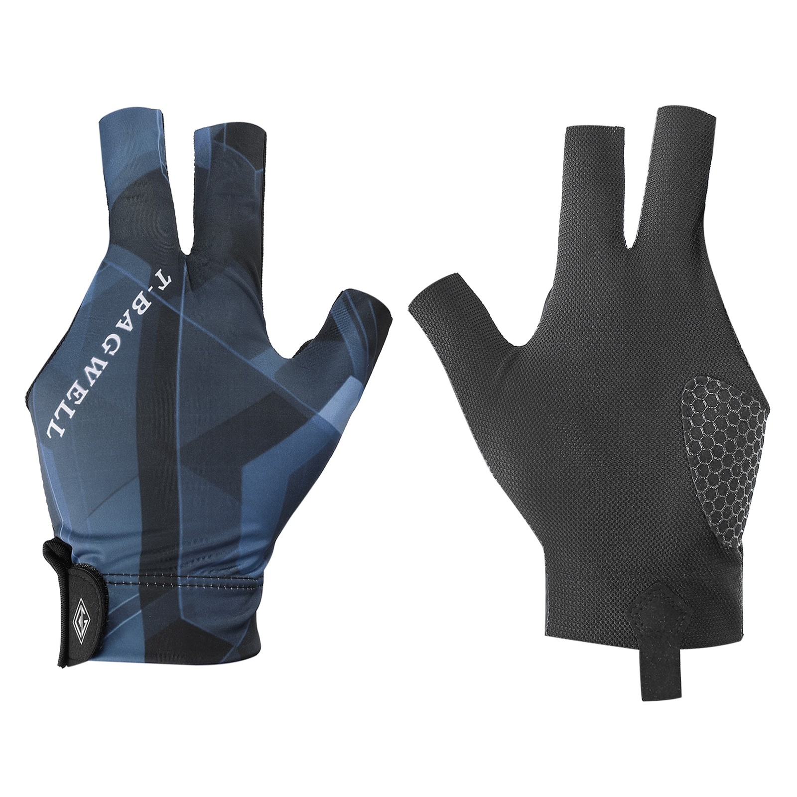 Black Blue 3 Finger Pool Glove Left Hand Glove Pool Cue Accessories for Billiard