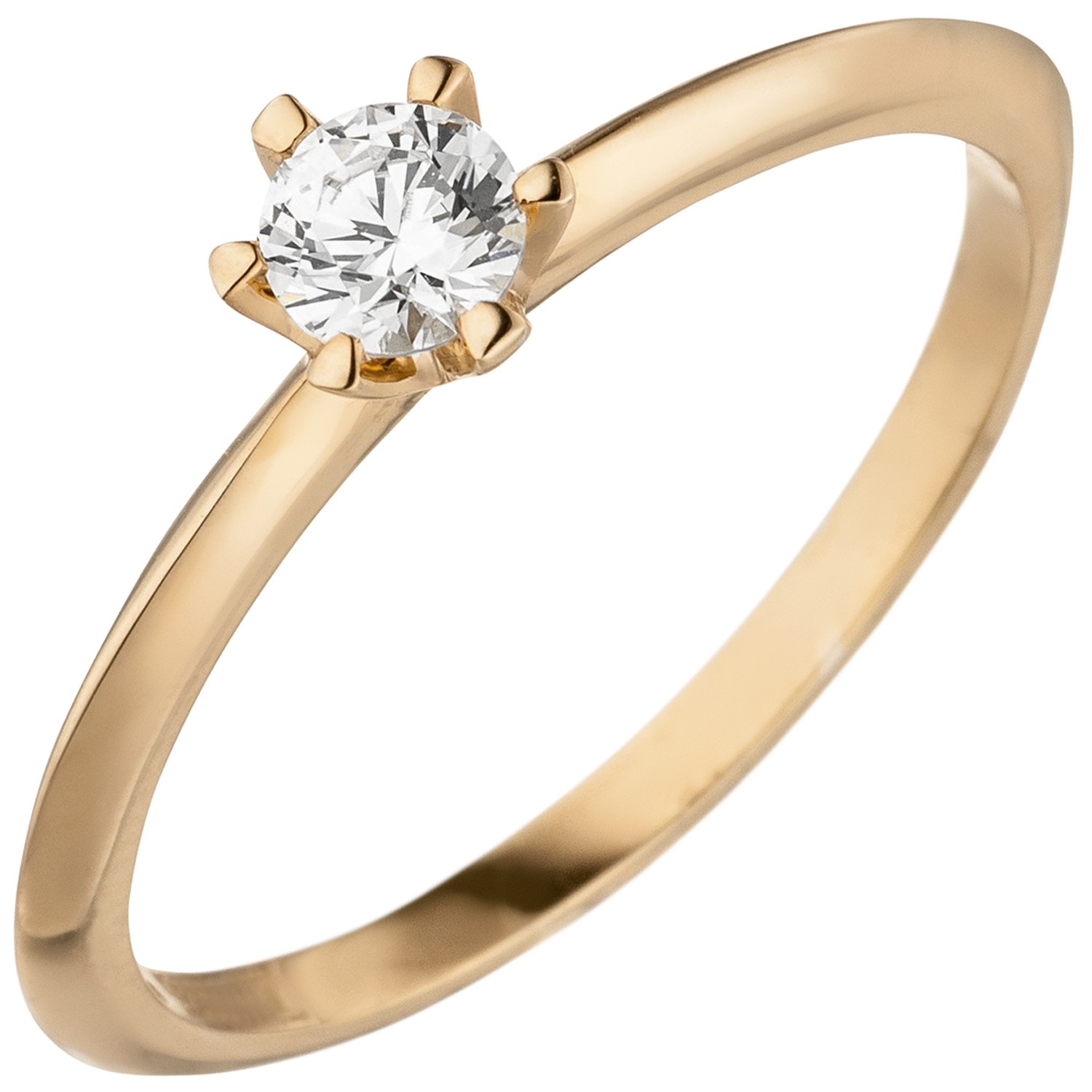 Jobo ladies' ring 585 gold rose gold 1 diamond brilliant 0.25 ct. diamond ring solitaire
