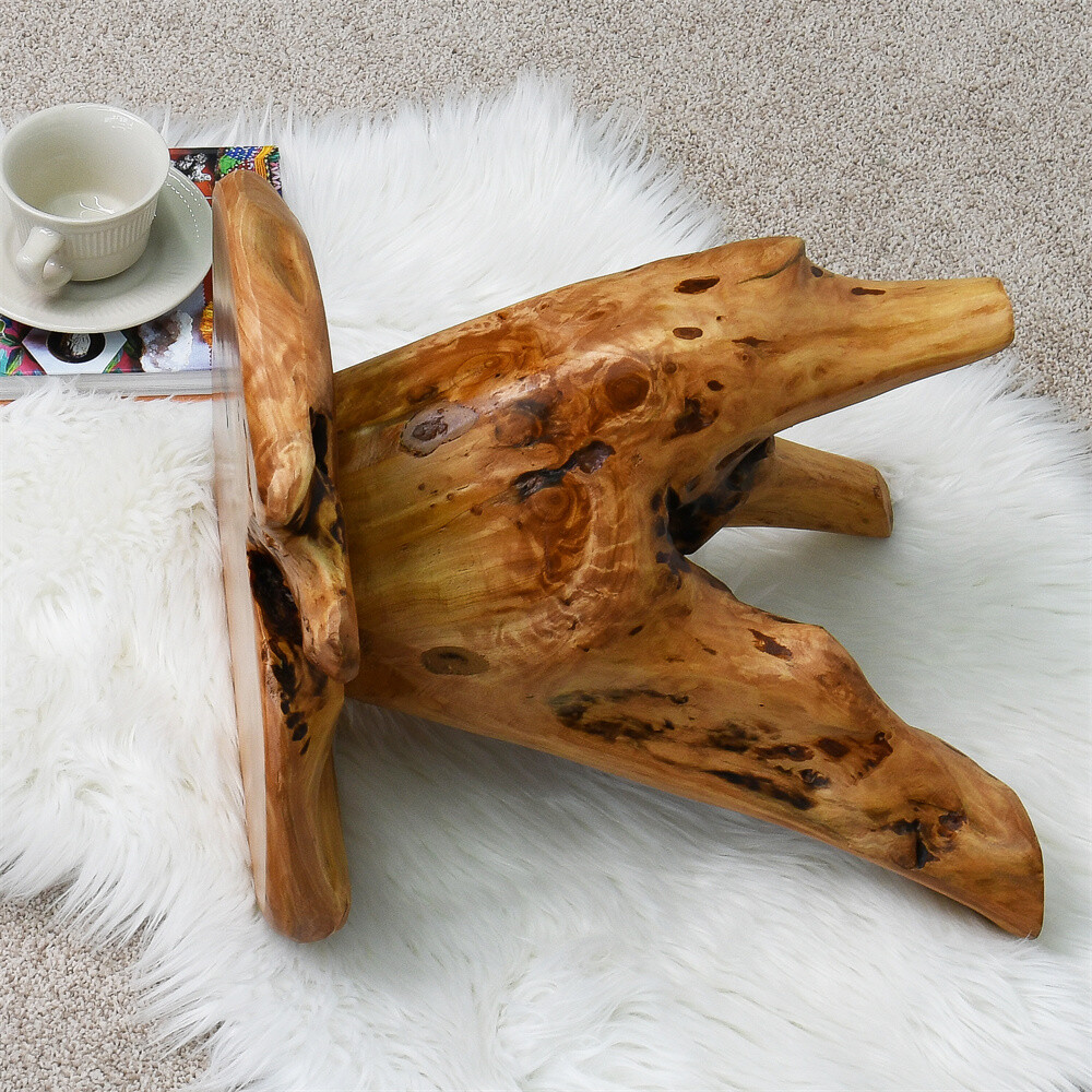 Cedar Roots Plant Stand Naturally Shaped Mushroom Stool Side Table 13.5"x12"x15"