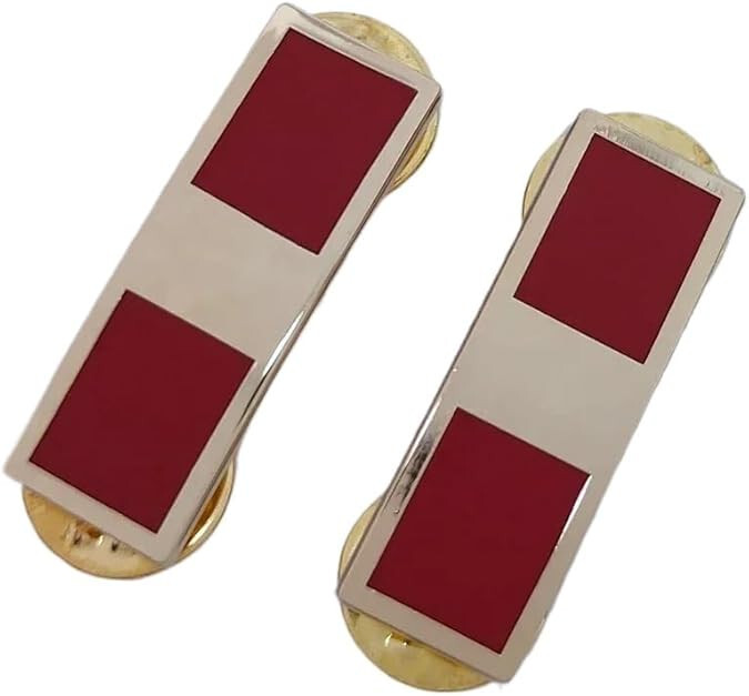 PAIR US MARINE CORPS CHIEF WARRANT 2 (CW2) RANK INSIGNIA DRESS LAPEL PIN golden