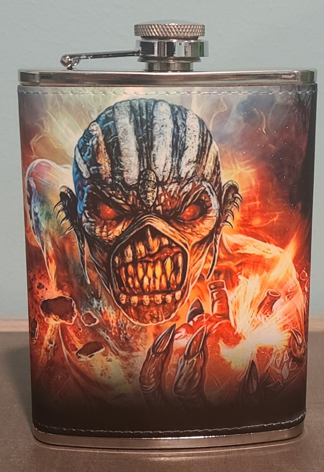 Iron Maiden: Writing on the Wall 8 oz flask custom made NEW