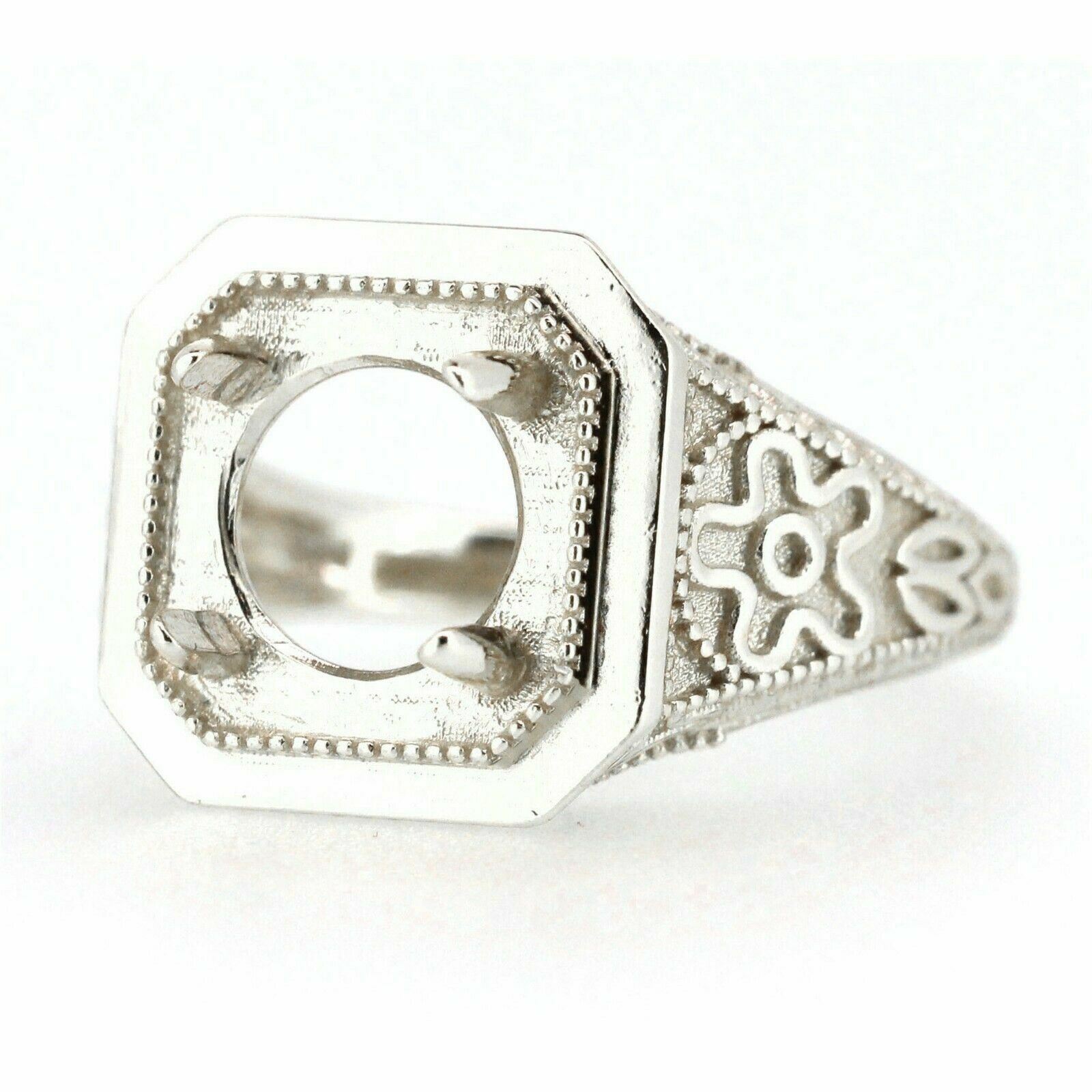 Sterling Silver Semi Mount Ring Setting Round RD 8x8mm