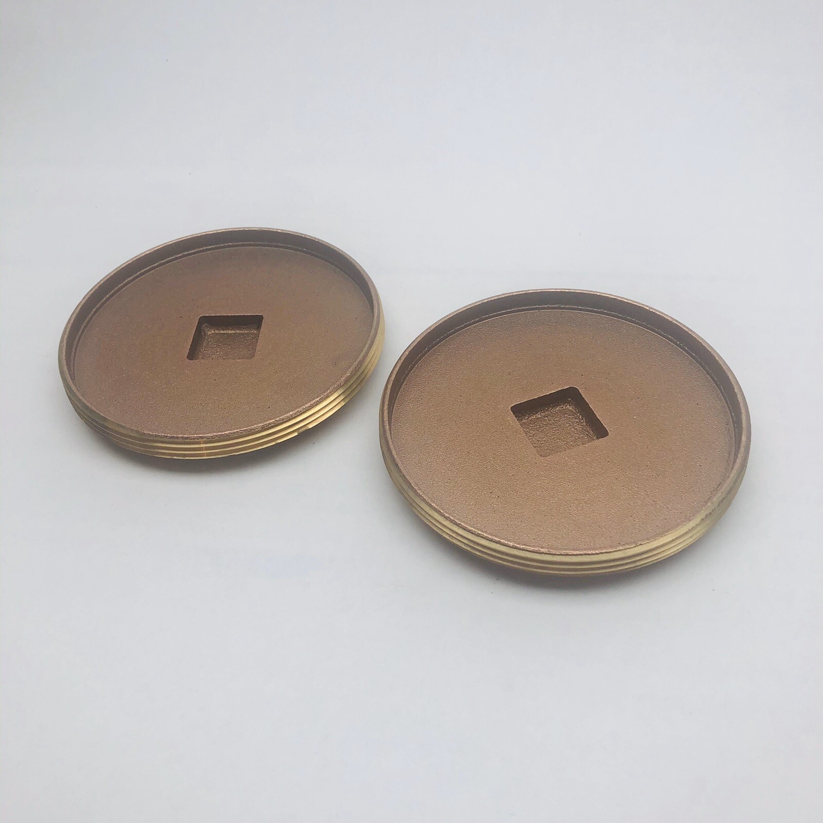 LOTS OF 2 UNBRANDED BRASS 5" CLEANOUT PLUG RAISED SQUARE HEAD BRONZE