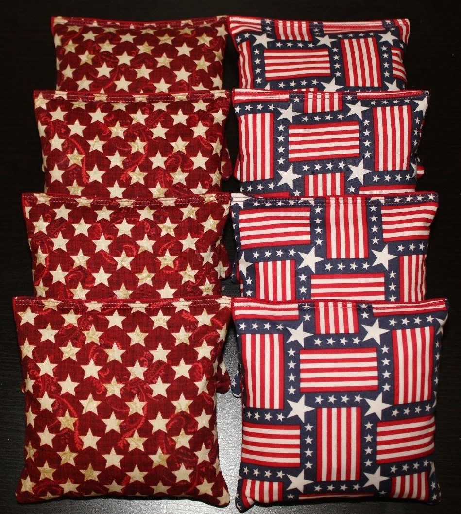 Patriotic AMERICAN STARS Blue & Red Cornhole Bean Bags ACA Regulation Quality!!