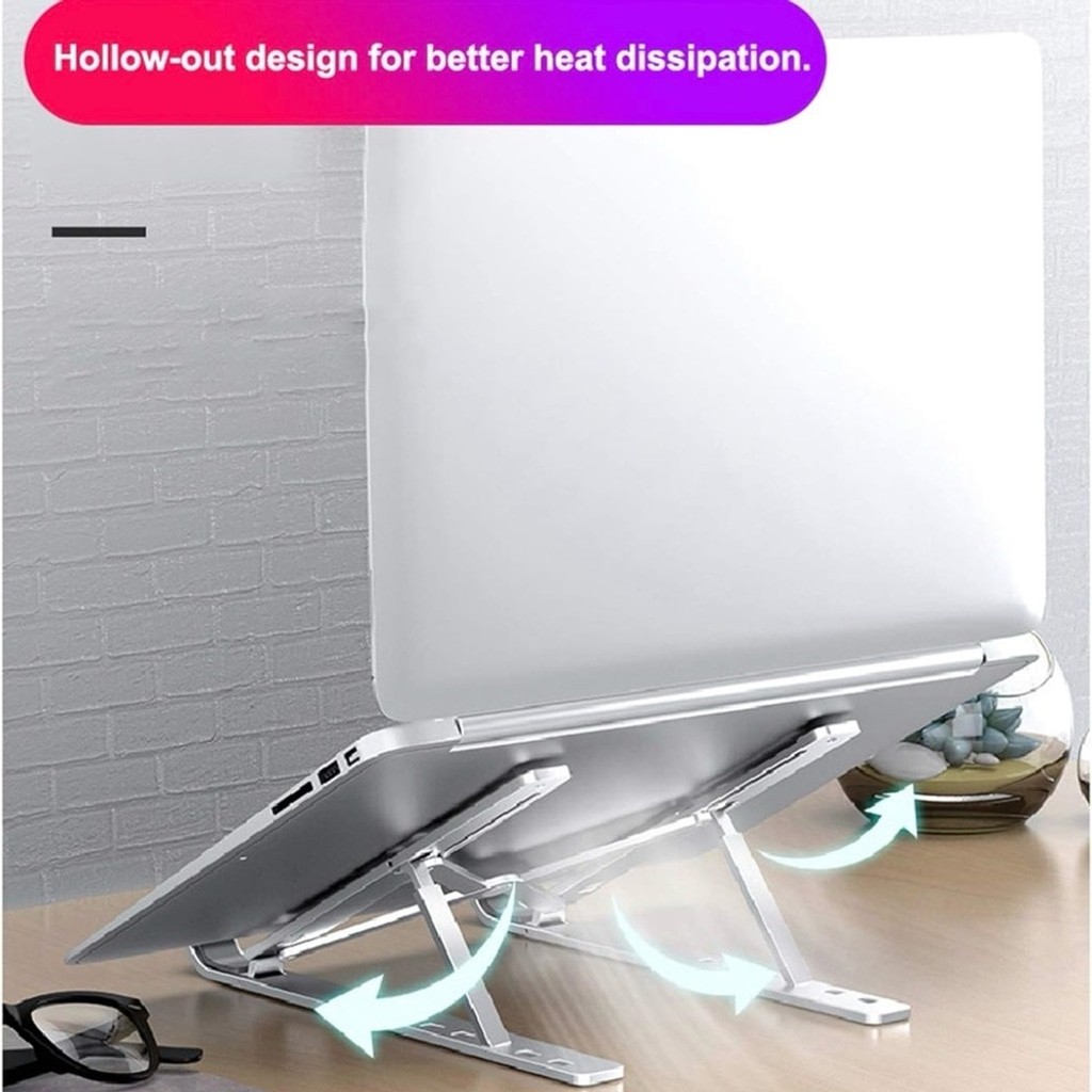 Foldable Lap Stand Computer Holder Bracket 6-Level Adjustable Height Laptop