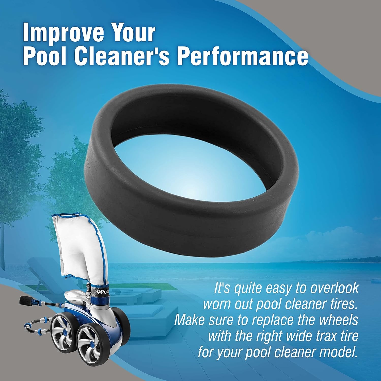 (3-Pack) Pool Cleaner Tires - 48-232 Replacement for (Compatible with)...