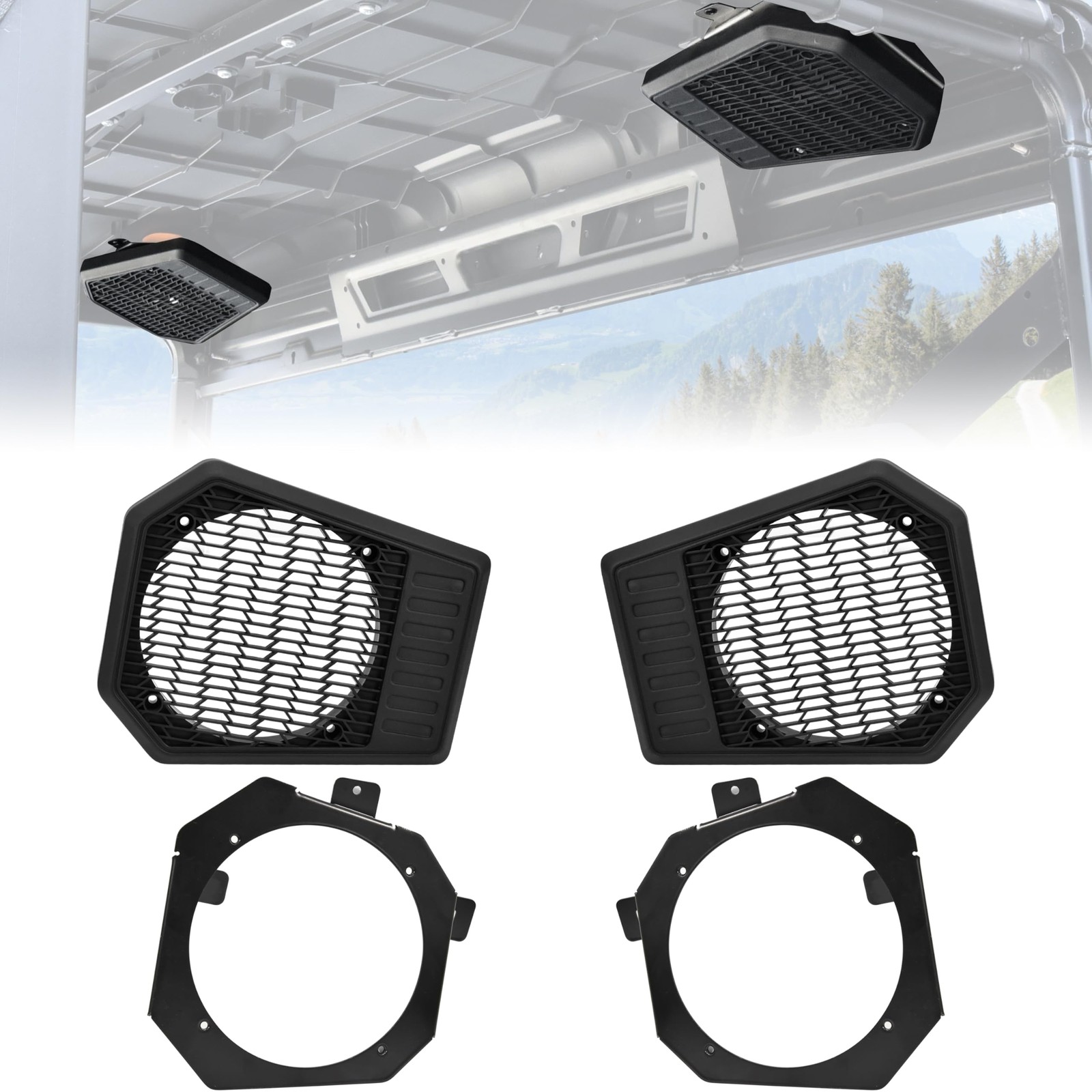 Rear Roof Speaker Pod Enclosure for Polaris Ranger XP 1000/Crew 19-20, Waterp...