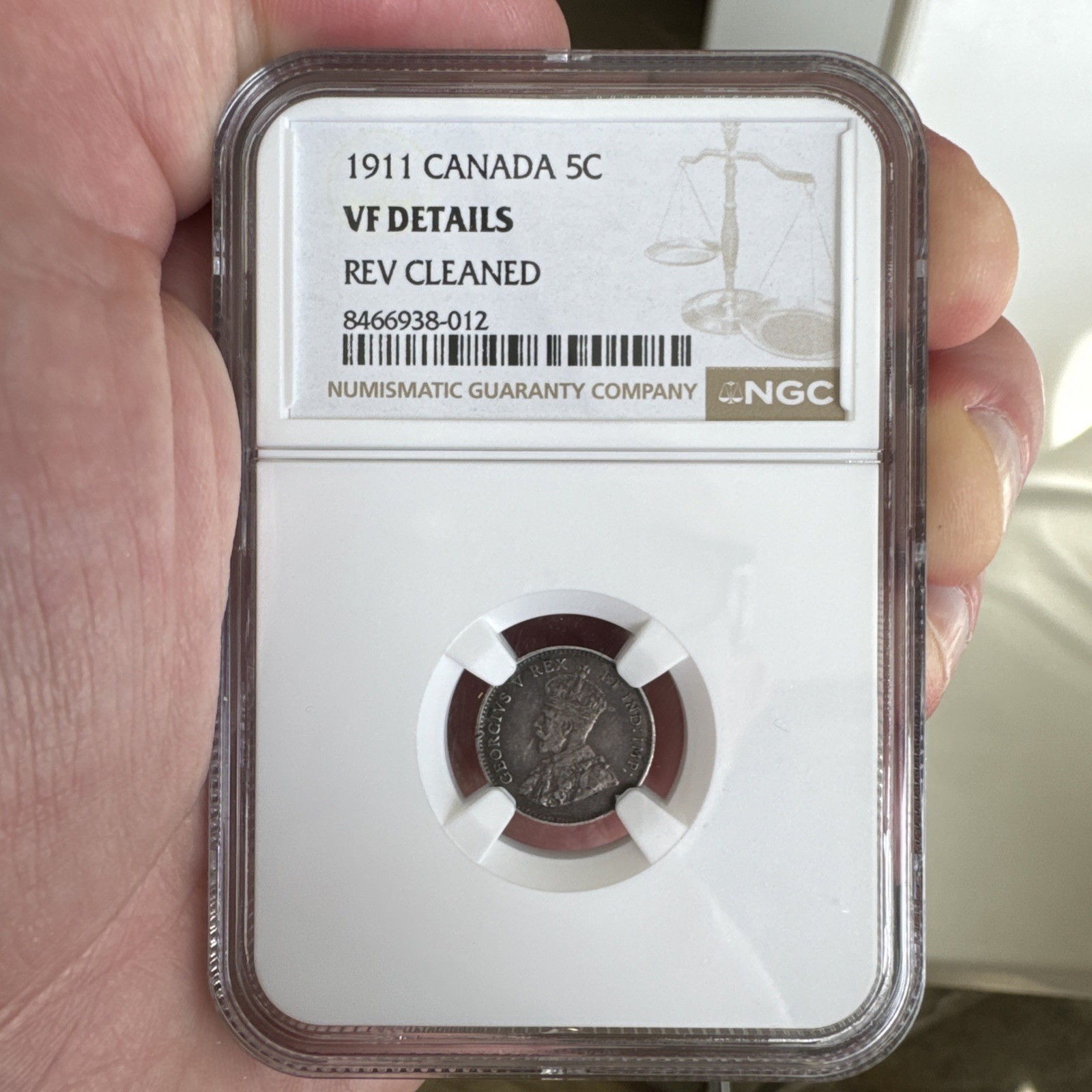 Canada 1911 - 5 Cents Coin - King George V (Without DEI GRATIA) - Slabbed