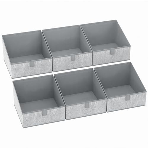 Closet Storage Bins 6 Pack - Fabric 6 Bins 11.4"x11.4"x7.8" Blended Gray