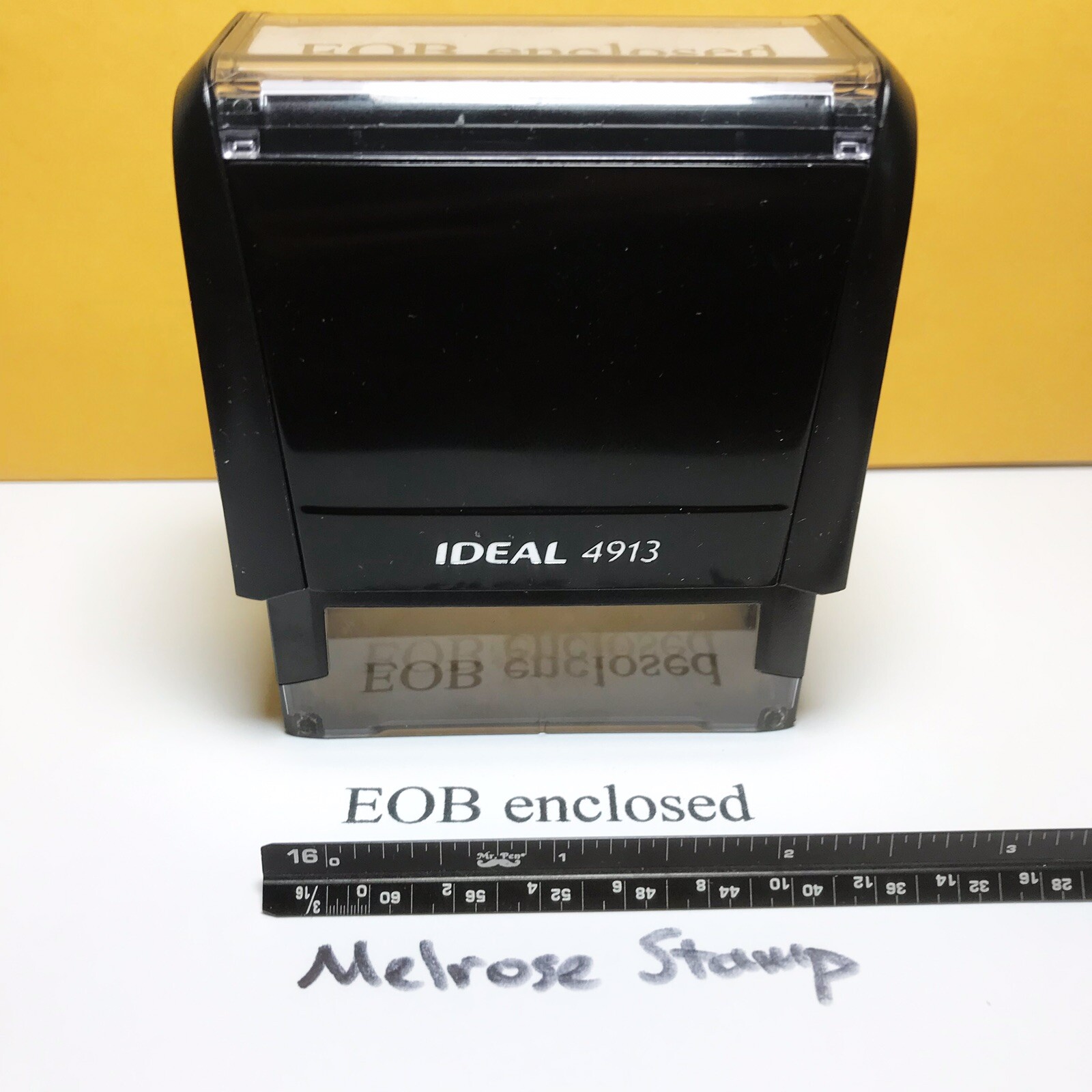 EOB Enclosed Rubber Stamp Black Ink Self Inking Ideal 4913