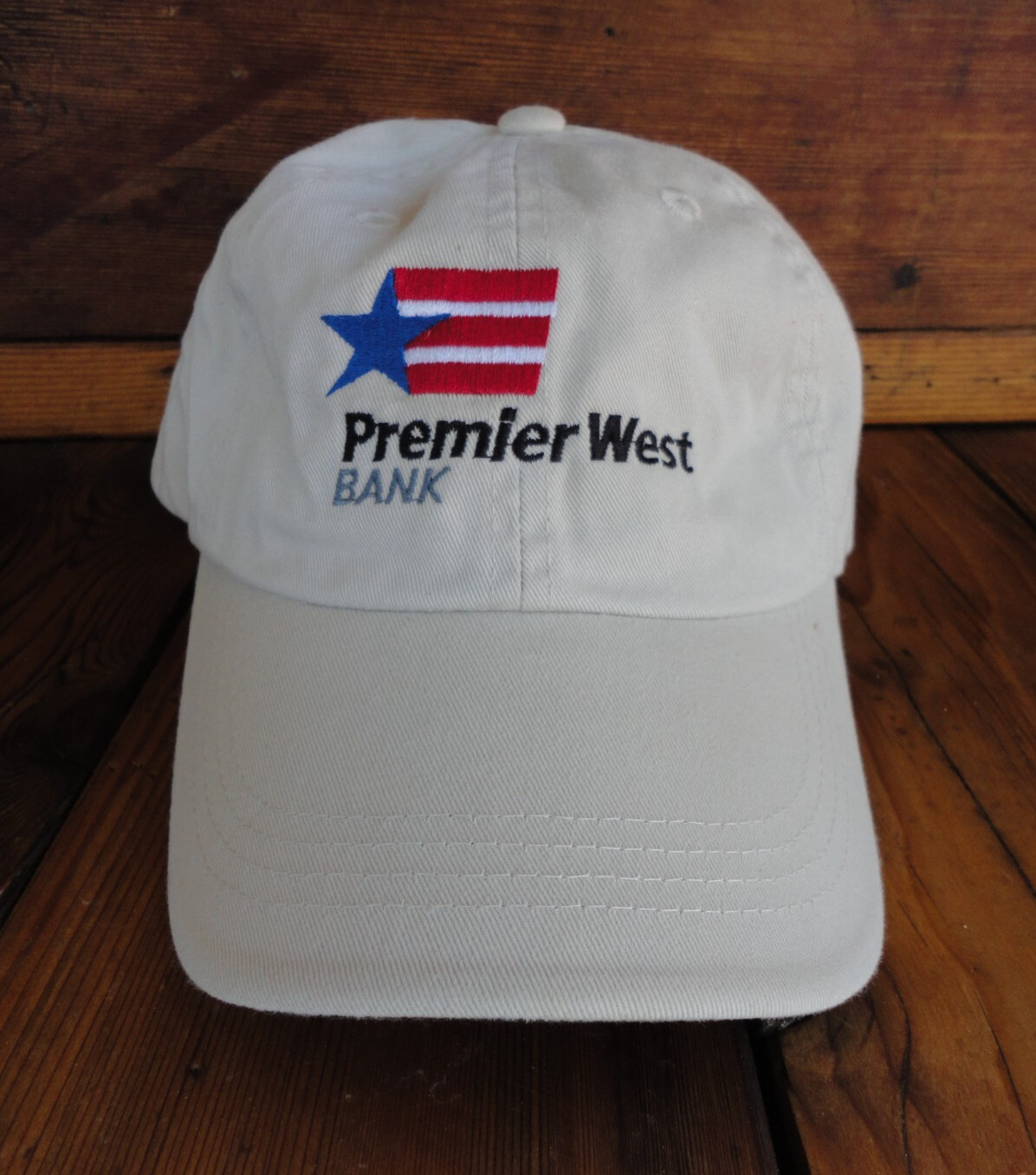 Port Authority Premier West Bank Flag Logo Vintage Golf Cap Off-White Adjustable