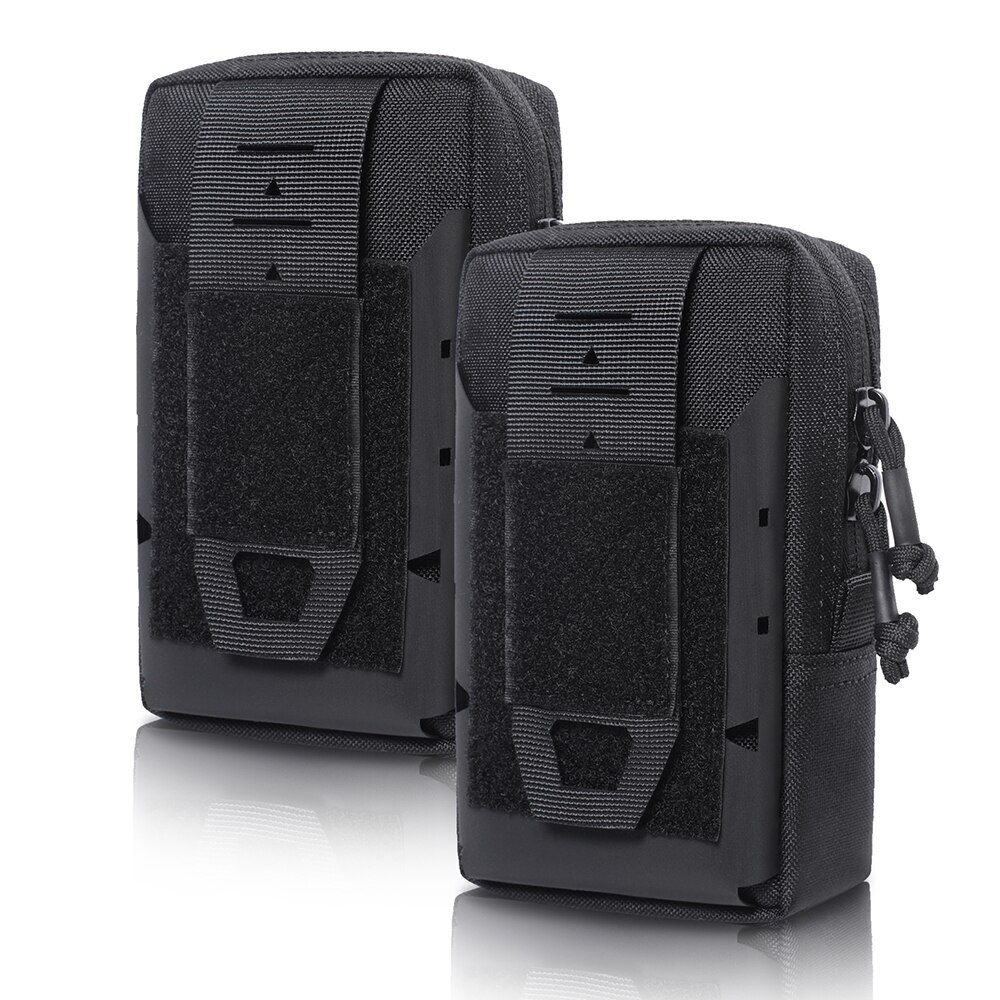 2pcs Tactical Molle Pouch Waist Bag Outdoor Vest Pack Purse Phone EDC Pack Black