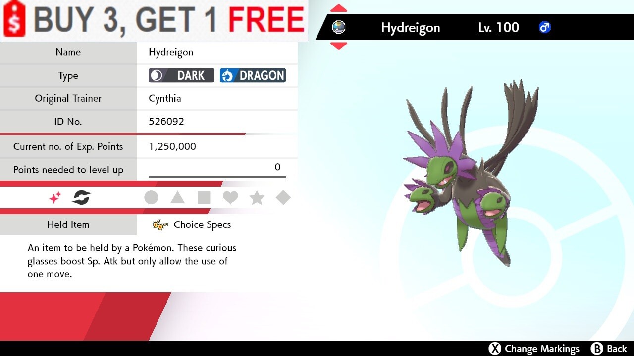 ✨Shiny Hydreigon✨Pokemon Sword and Shield Perfect IV🚀Fast Delivery🚀