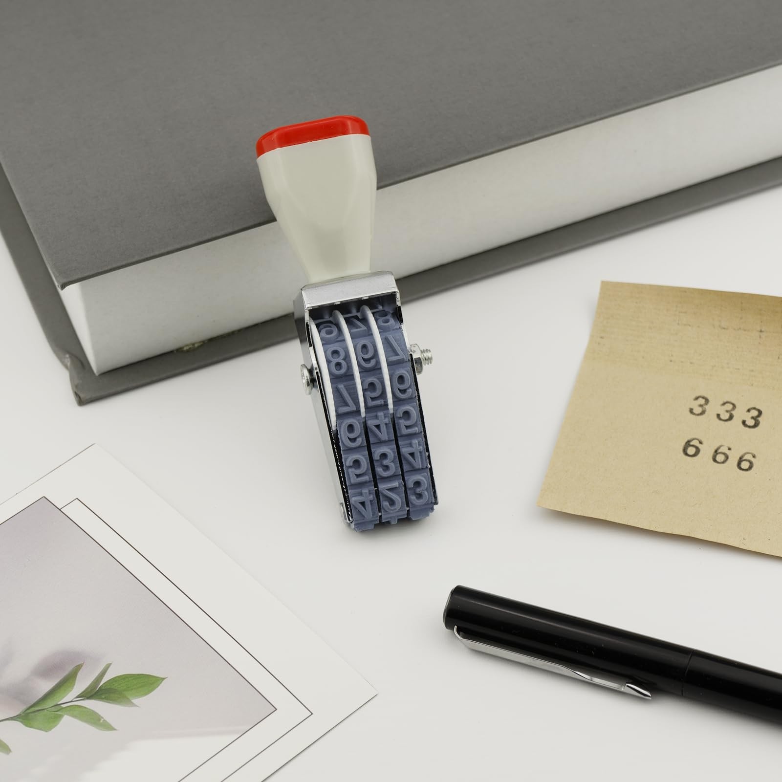 3 Digit Number Stamp by JPKTA,Rubber Changeable Office 3 Stamp, Grey