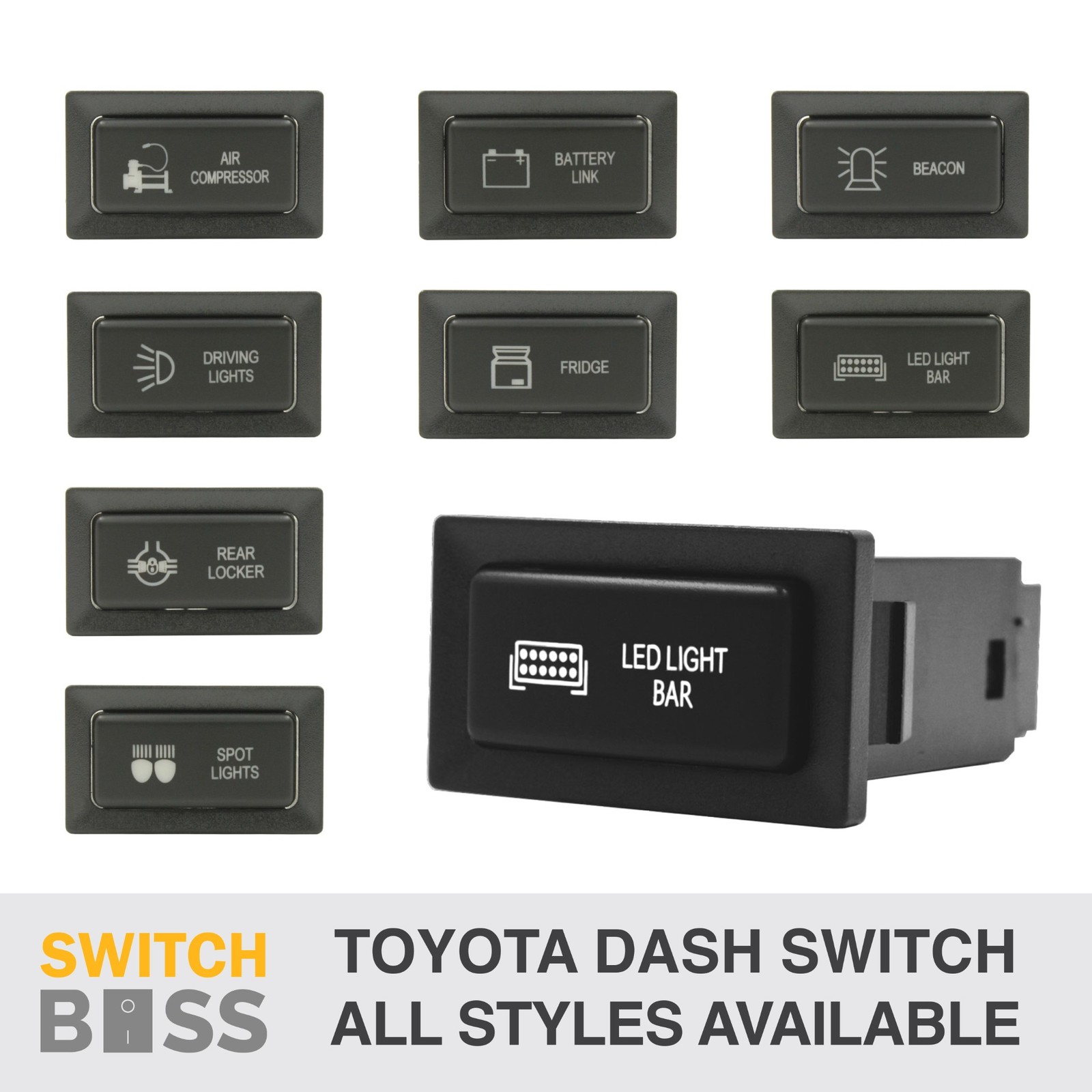 HORIZONTAL Push Switch WHITE LED 33 STYLES fits for Toyota Landcruiser 75 78 79
