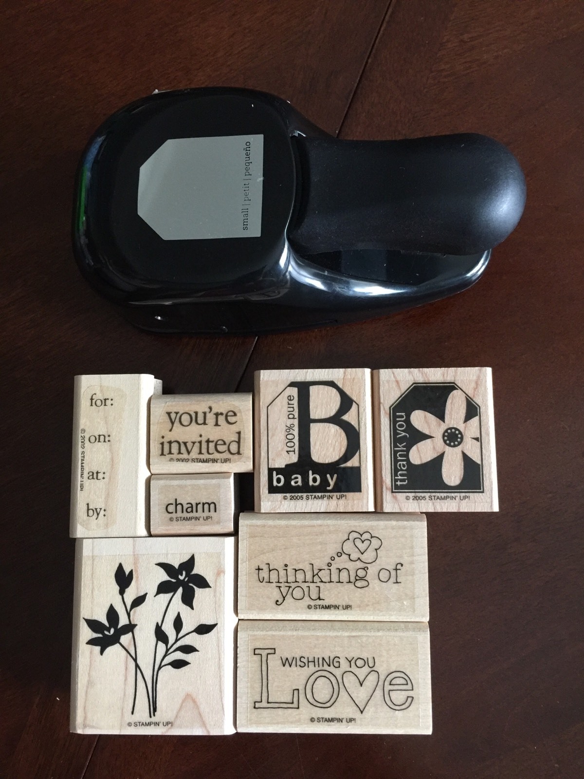 Stampin up Retired Whale Tale Tag Punch W/ Assorted Stamps