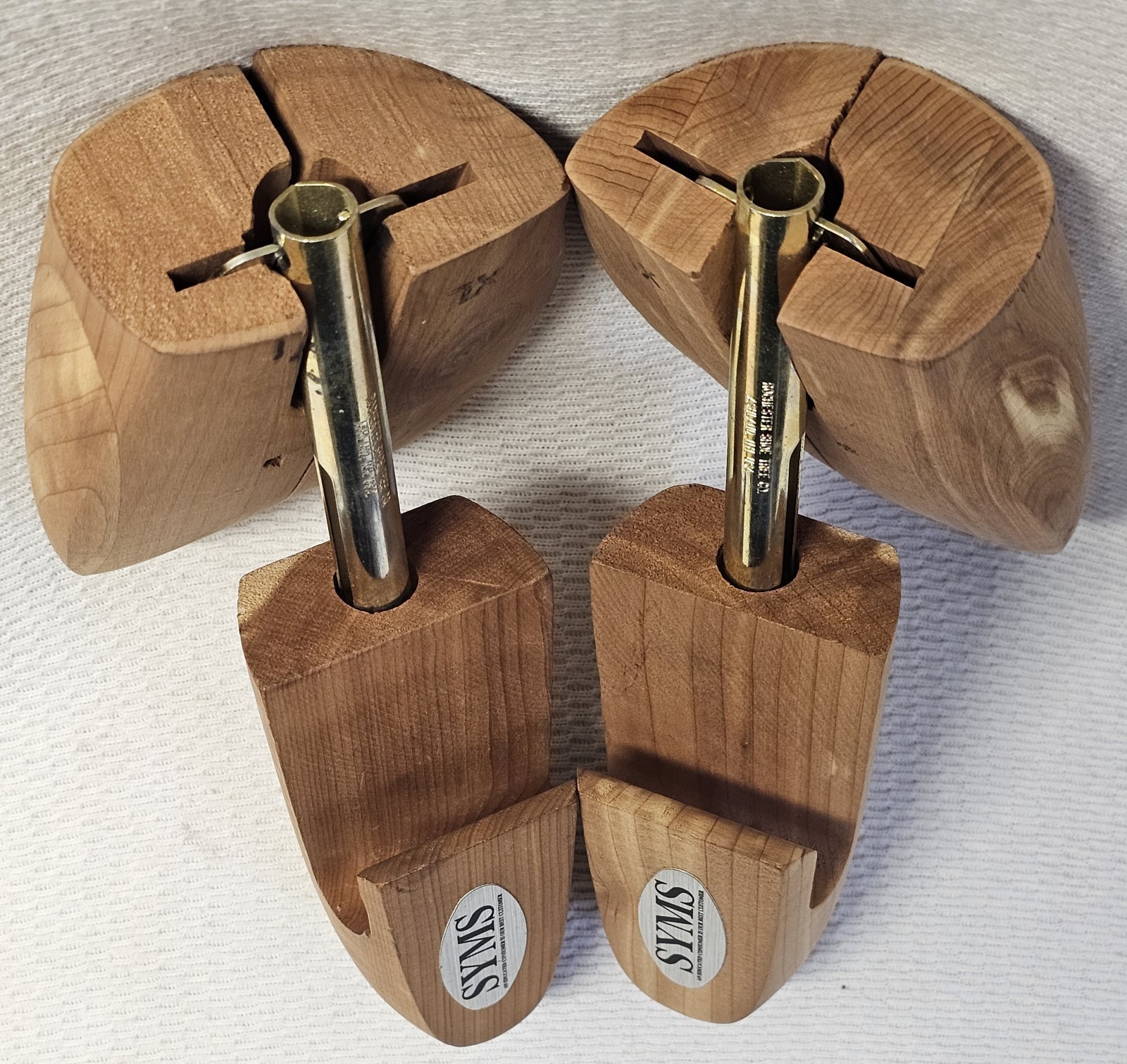 Vintage Natural Cedar Wood Articulated Shoe Trees Spring Stretchers SMYS 14" LN
