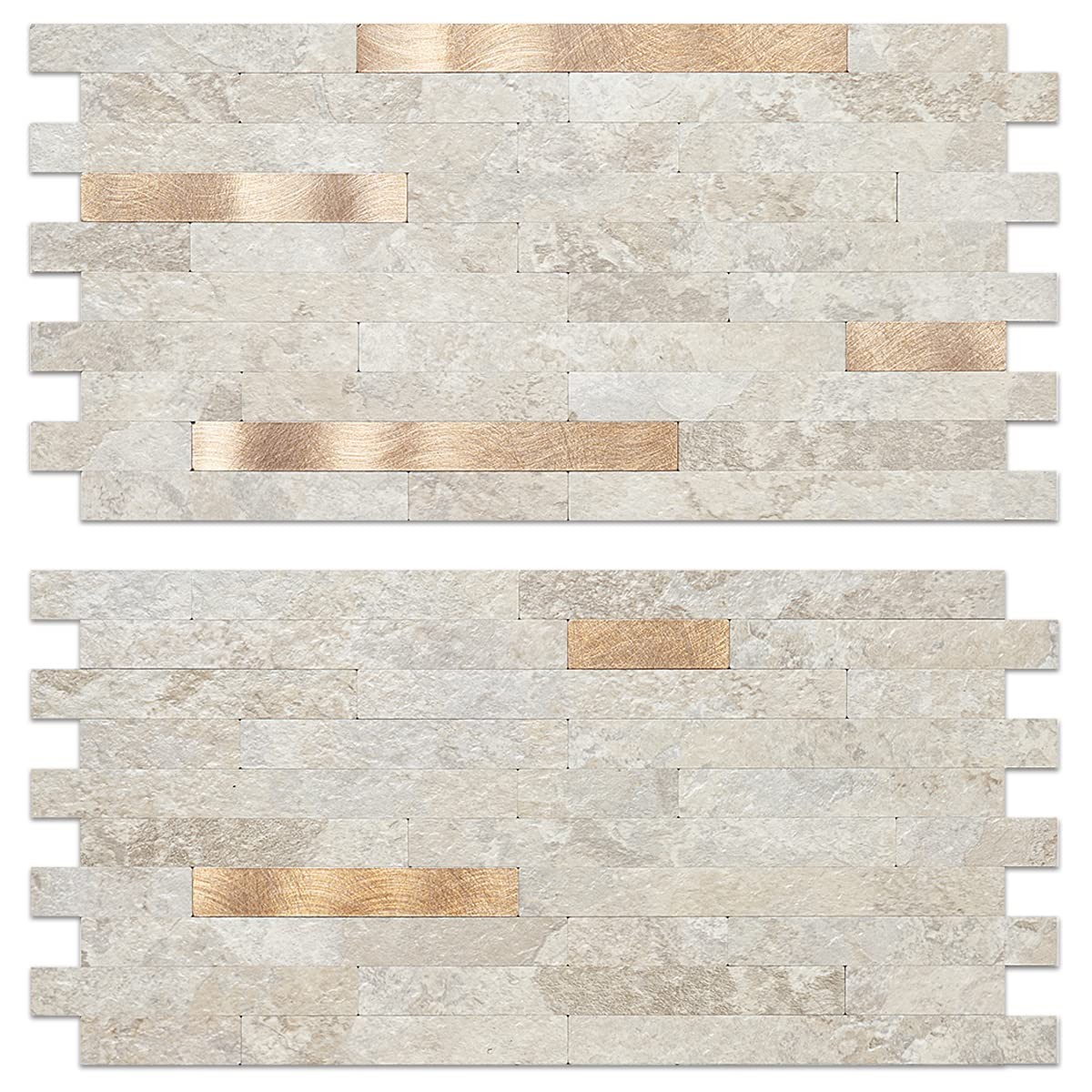AULIGET 20 Sheets Faux 20 Sheets, 6"x12"x0.12", Stone Beige + Metal Copper