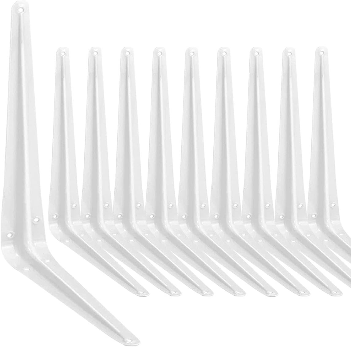 Shelf Bracket 12×10 In, 10 PCS White Shelving Brackets, L Brackets for Shelves S