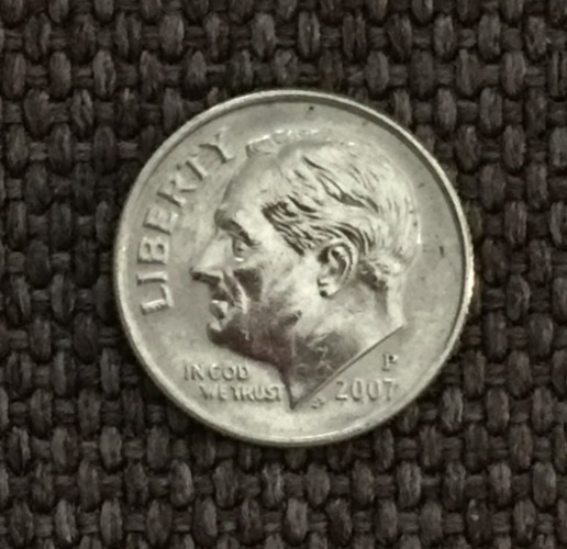 2007 P Roosevelt dime, actual coin in picture, free shipping.