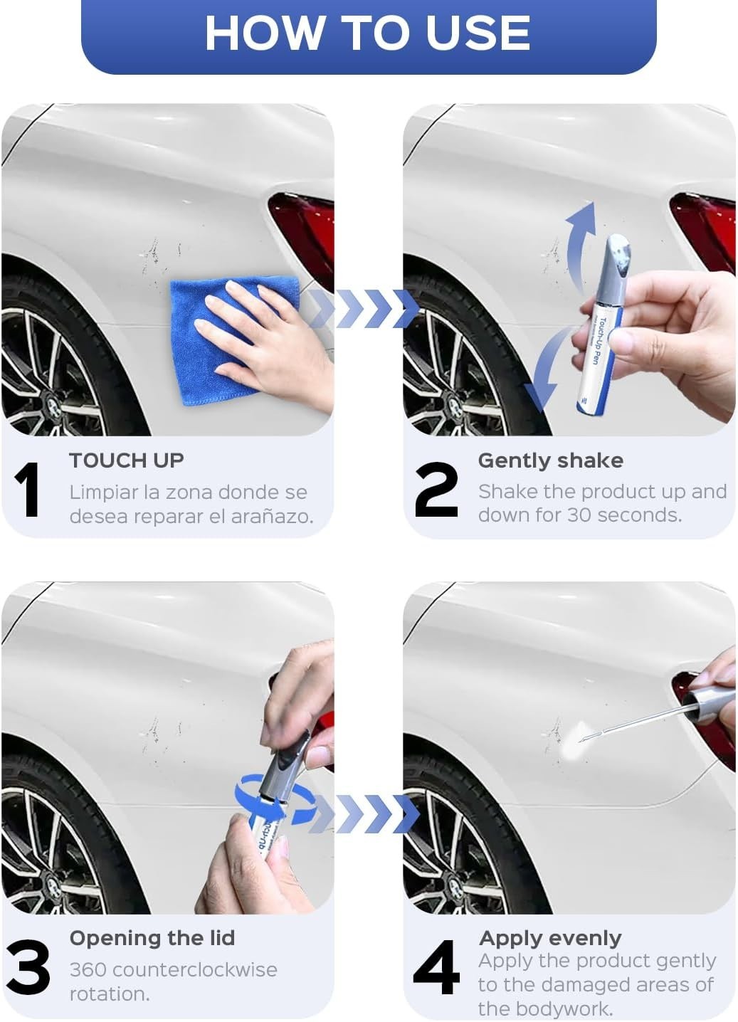 Touch up Paint for BMW Alpine White (300)-Exact Match–Chips and Nicks Touchup Pa