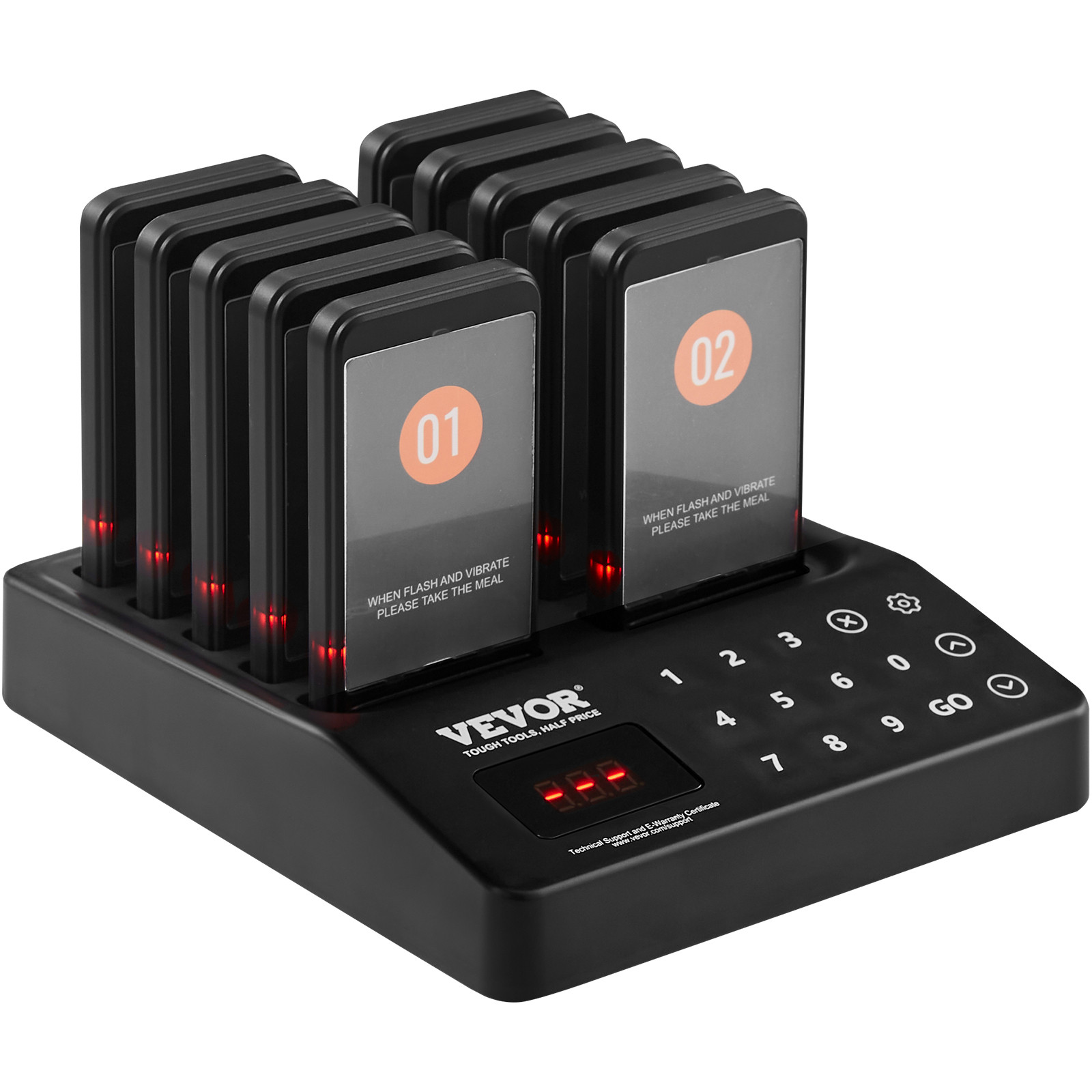 VEVOR Restaurant Wireless Pager System 10 Call Coasters Guest Queuing Calling