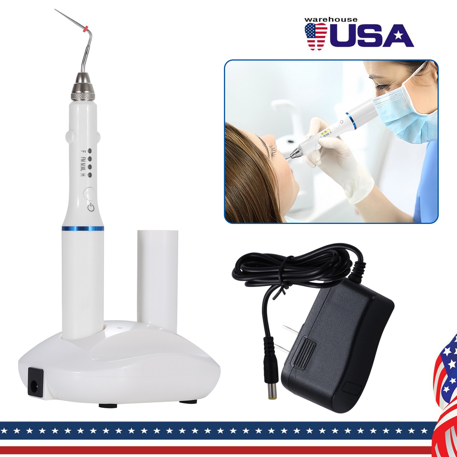 Dental Gutta Percha Obturation Pen 2S Heating Double Charging w/ 4 Endo Tips