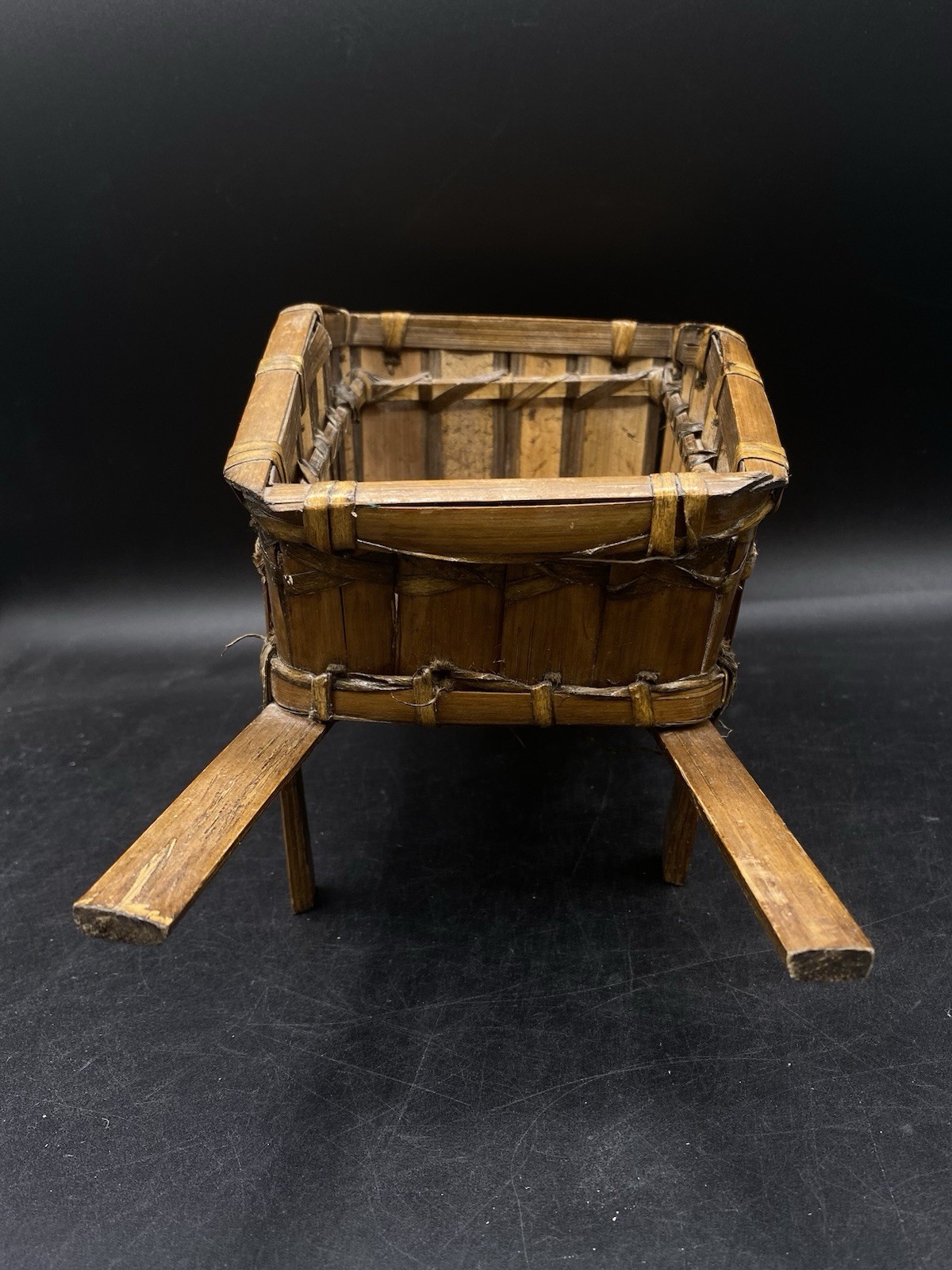 Wicker Wheelbarrow Cart Display Basket Plant Holder Vintage READ