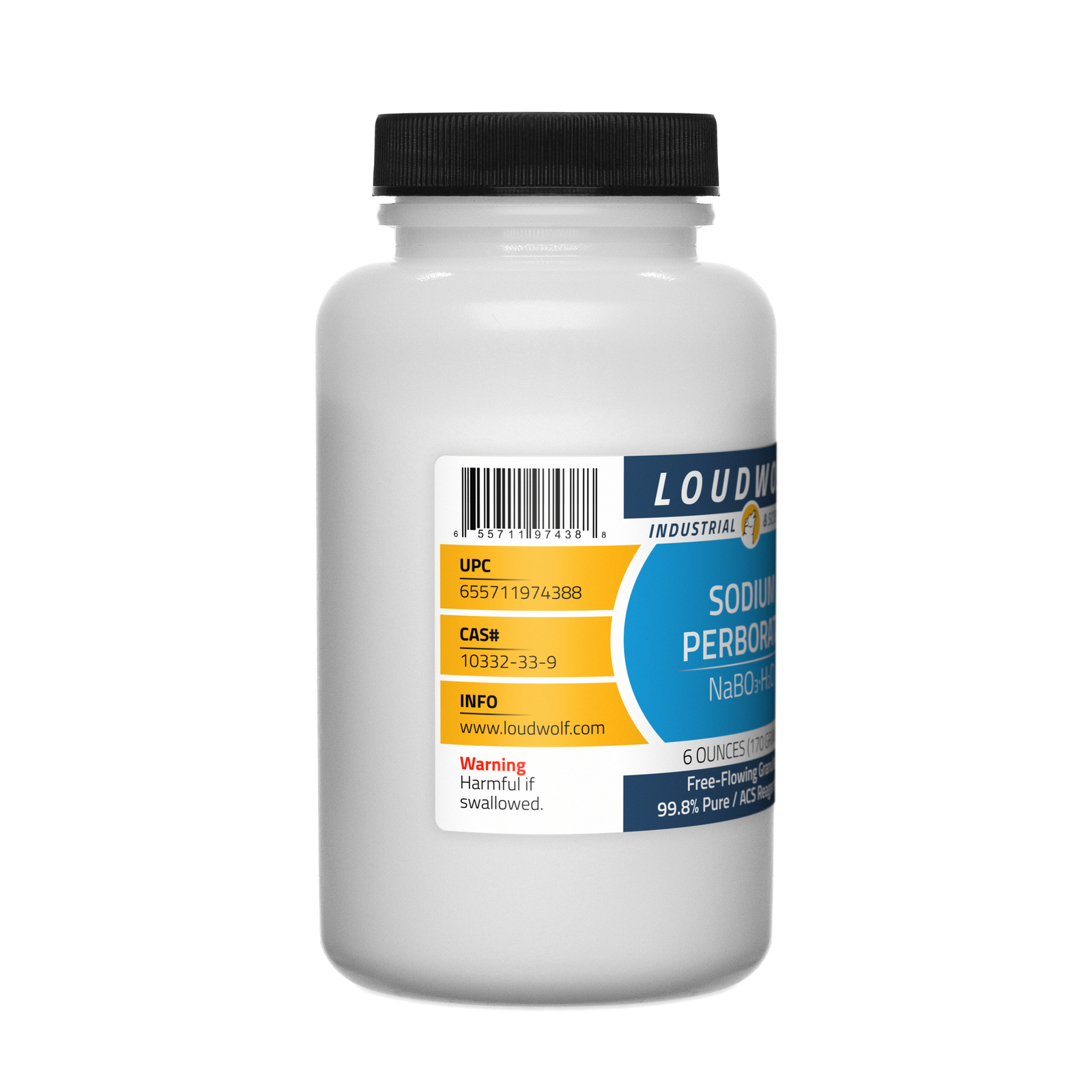 Sodium Perborate, 6oz, ACS Reagent Grade, Sturdy Bottle, SHIPS SAME DAY