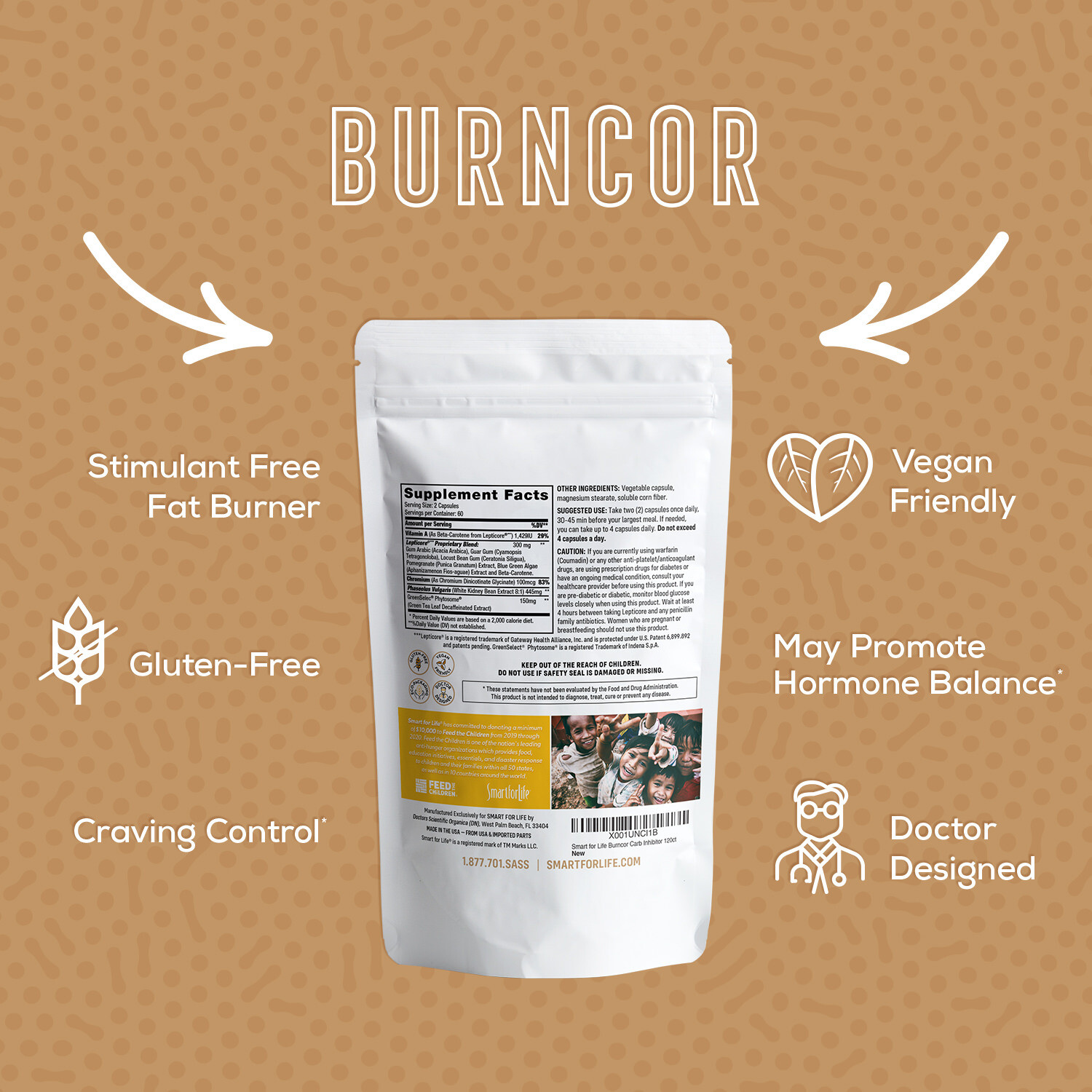 Smart for Life BurnCor with Lepticore 120 Capsules Weight Loss Supplement