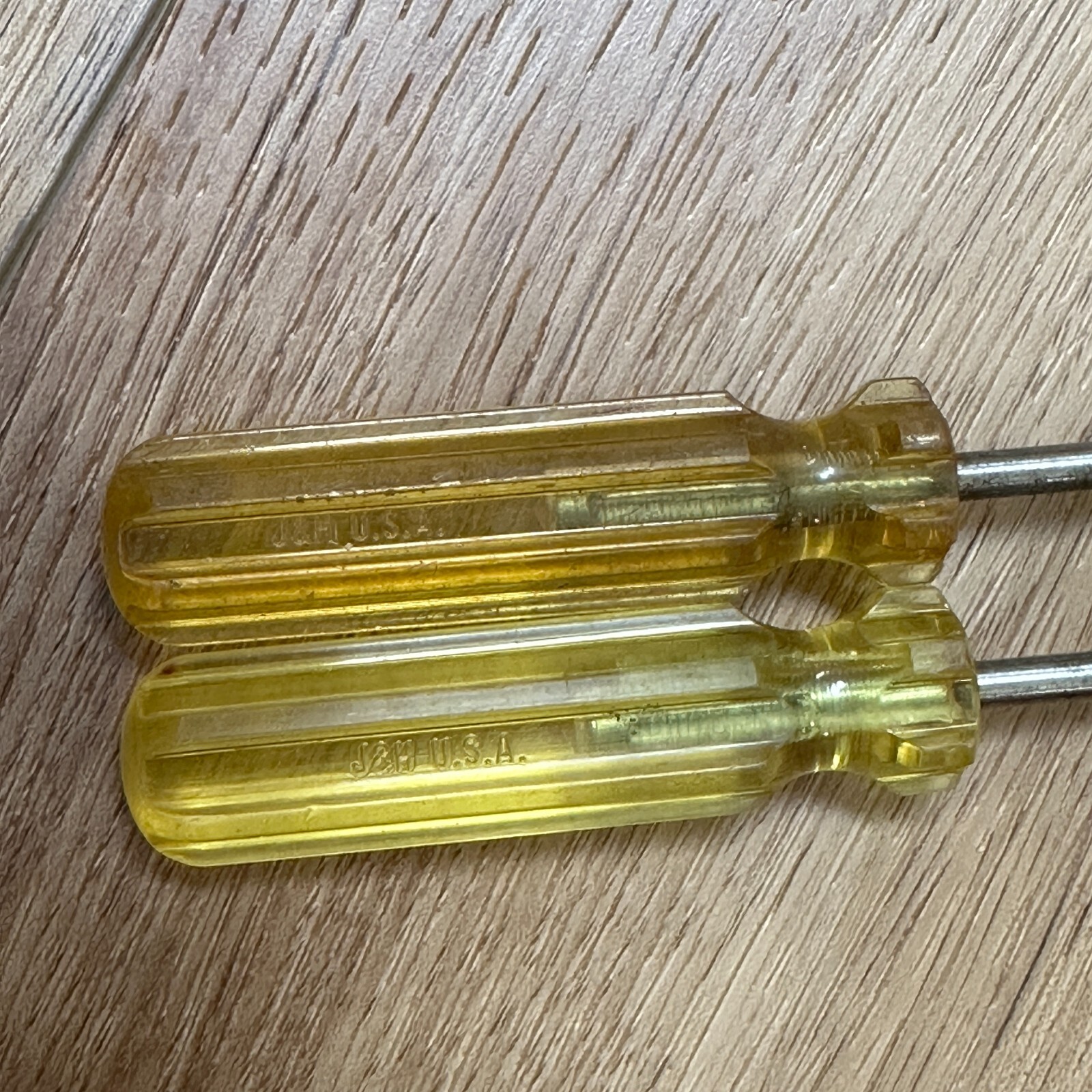 Lot of 2 J&H USA #1 Phillips Screwdriver 6” Long OAL Philips Vintage Tool Yellow