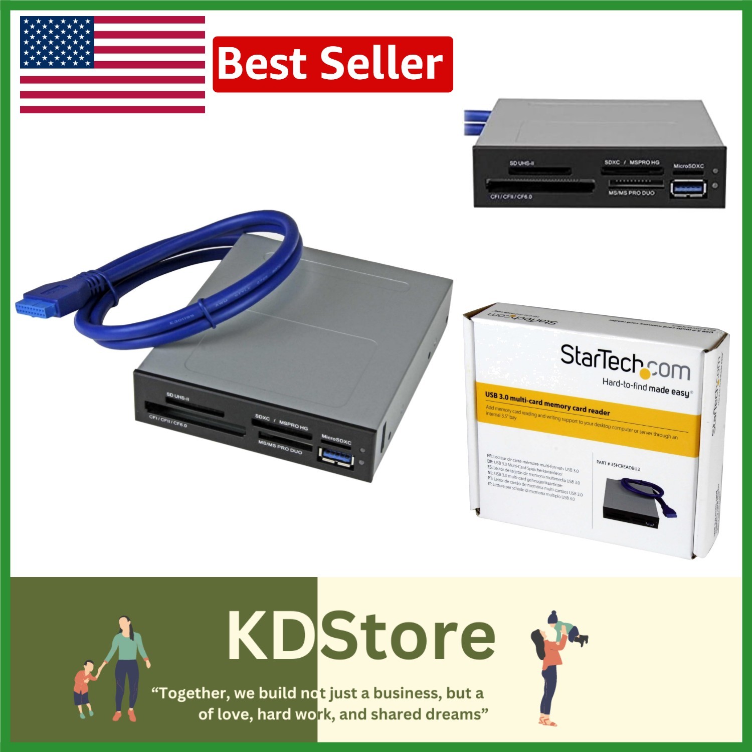 Compact Internal USB 3.0 Card Reader - UHS-II, 5 Concurrent Slot Access for Pros