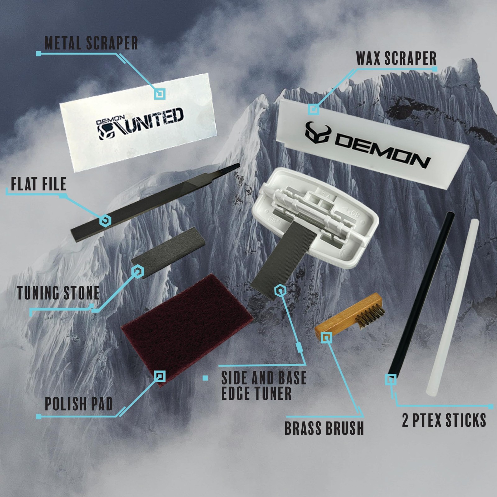 Demon Complete Ski/Snowboard Tune Kit - Wax, Brushes, Iron, P-tex & Case