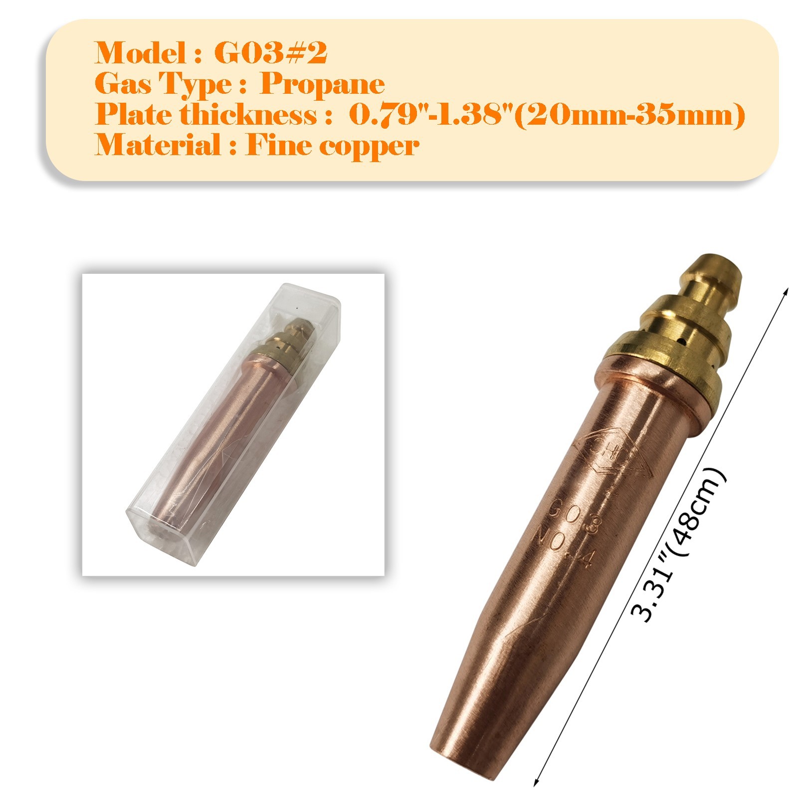 G03#2 Propane Cutting Tip Constant Pressure Cutting Nozzle 0.79"-1.38"
